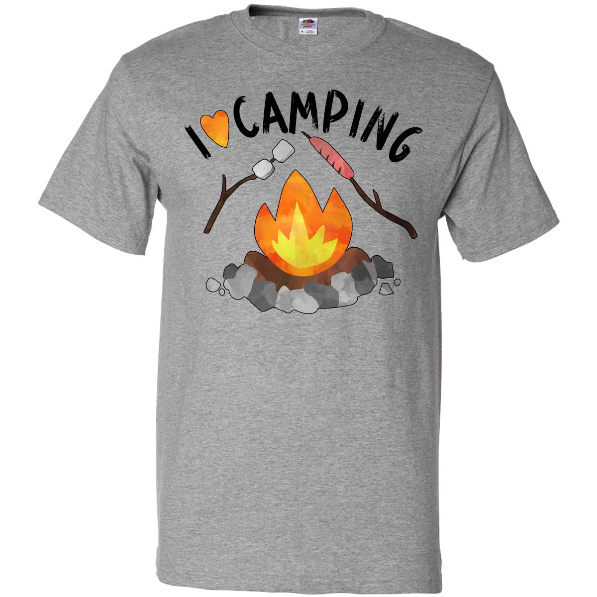 Inktastic I Love Camping T-Shirt - Campfire, Hot Dog & Marshmallows Design - Comfortable & Fun Graphic Tee for Outdoor Adventures, Hiking & Camping Trips