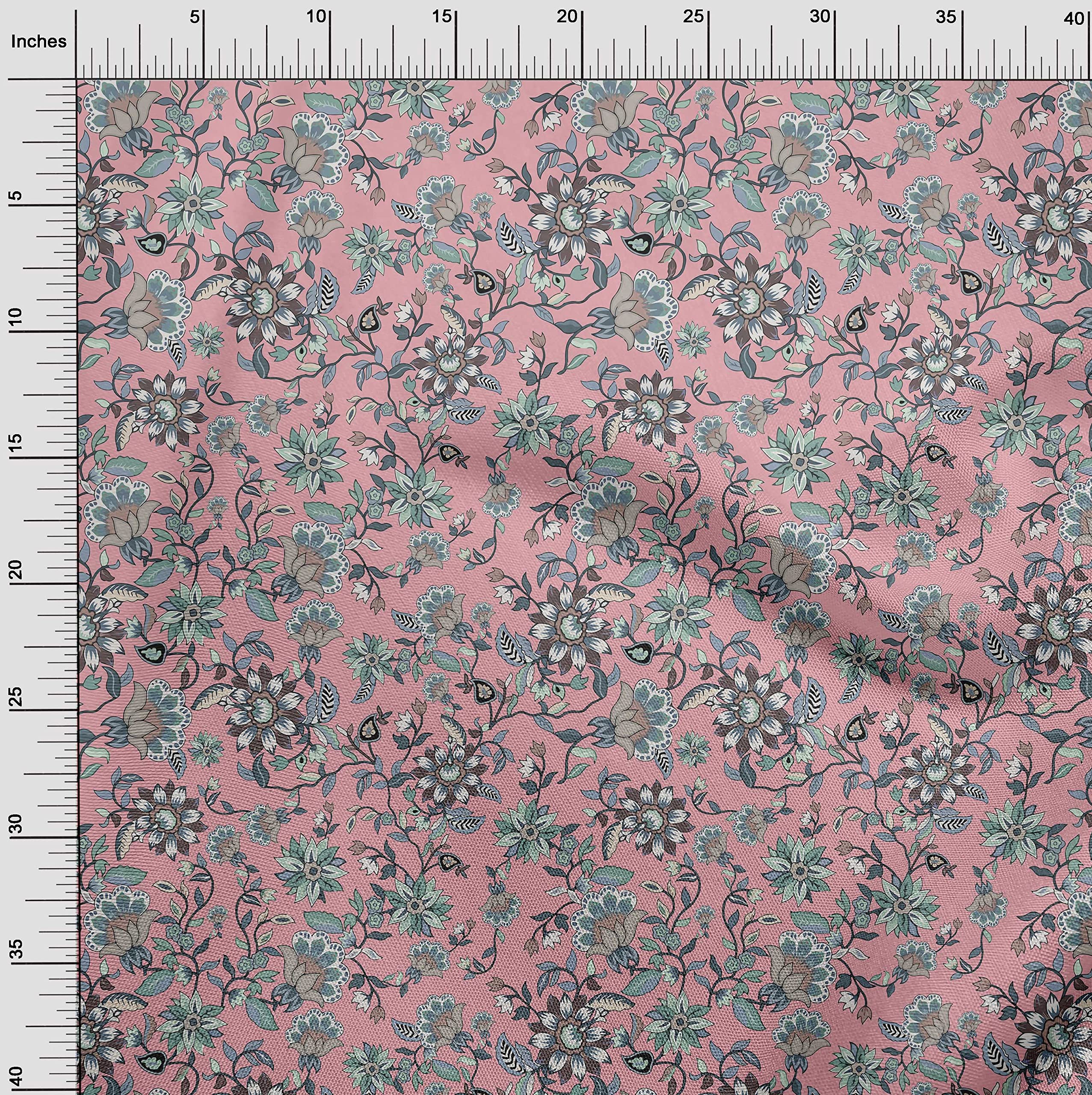 oneOone Cotton Jersey Light Pink Suzani Print Fabric by The Yard - 58 Inch Wide Soft Dress Material for DIY Asian-Inspired Clothing & Home Decor Projects