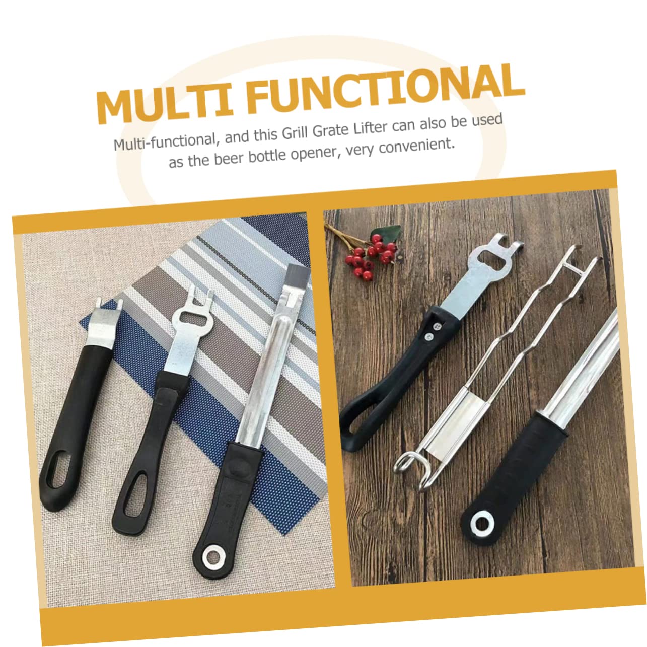 Premium Stainless Steel BBQ Grill Utensils Set - 5-Piece Camping & Rotisserie Tools with Heat-Resistant Silicone Grips - Perfect for Outdoor Grilling, Backyard BBQs, Picnics & Tailgating Parties