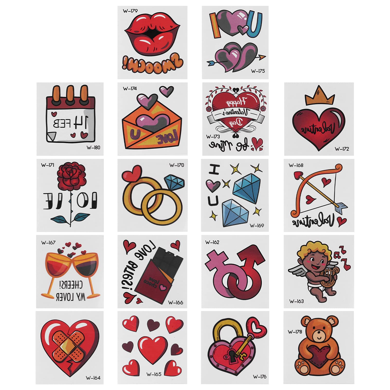 EXCLUZO 40 Sheets Heart Shaped Temporary Tattoos - Cute Cartoon Body Art Stickers for DIY Crafts, Party Favors & Holiday Decorations - Perfect for Adults, Teens & Festival Events