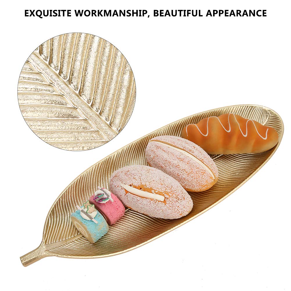 Gold Jewelry Organizer Display Tray - Leaf Shape Fruit Dessert Serving Dish for Nuts Snacks, Home Decor & Store Display | Perfect for Ring Organizer, Party Serving & Tableware Decoration