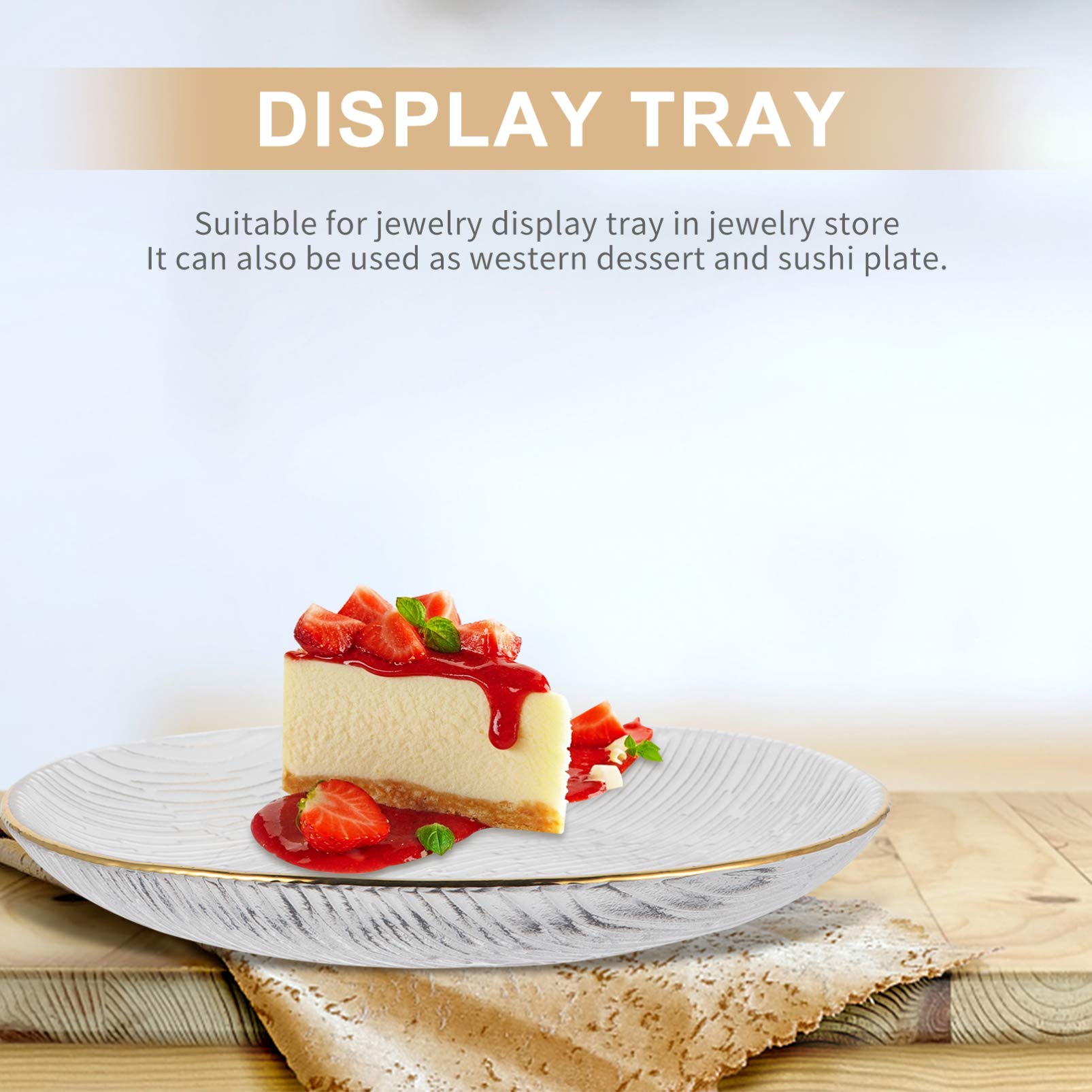 Japanese Golden Trim Glass Salad Plates - Crystal Clear Dinnerware for Party & Restaurant Dining