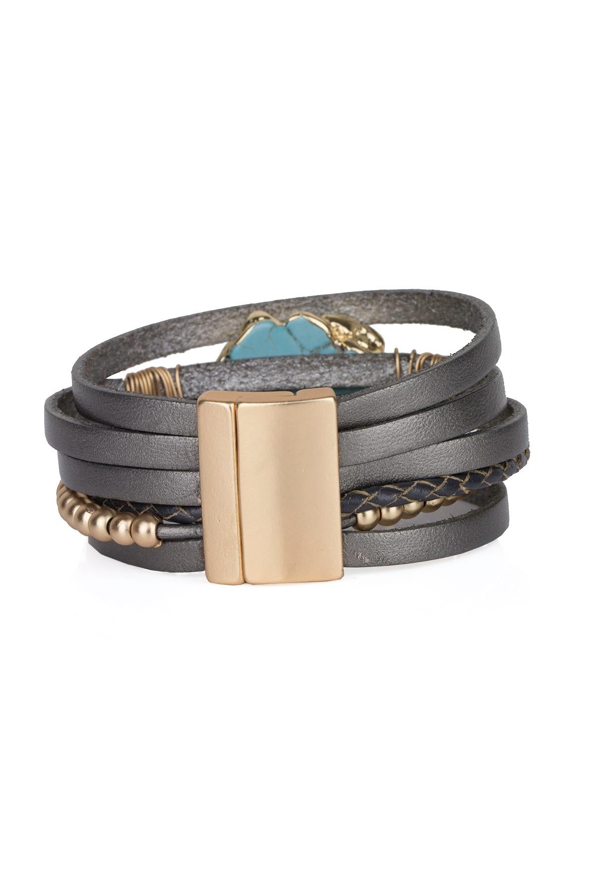 Handmade Playa Leather Wrap Bracelet for Women - Adjustable Boho Chic Wristband for Casual Wear, Beach Outfits & Festival Fashion