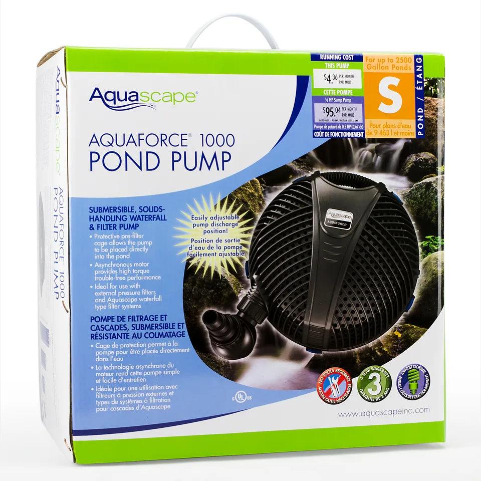 AquaForce® 1000 GPH High-Efficiency Submersible Pond Pump for Waterfalls, Fountains & Fish Tanks | Durable Solids Handling Water Pump for Outdoor Ponds & Garden Features