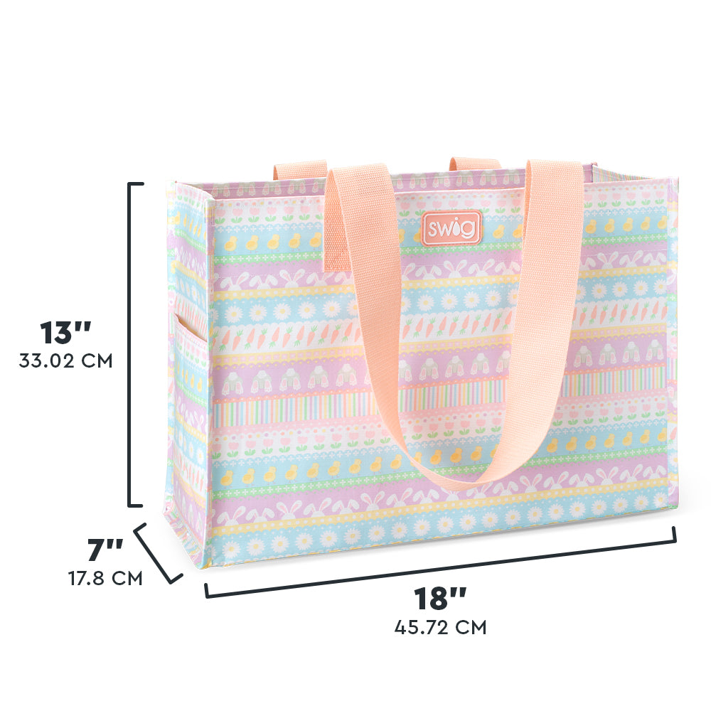 Eco-Friendly Large Reusable Shopping Bag - Bunny Trail Design for Groceries, Beach Trips & Everyday Use