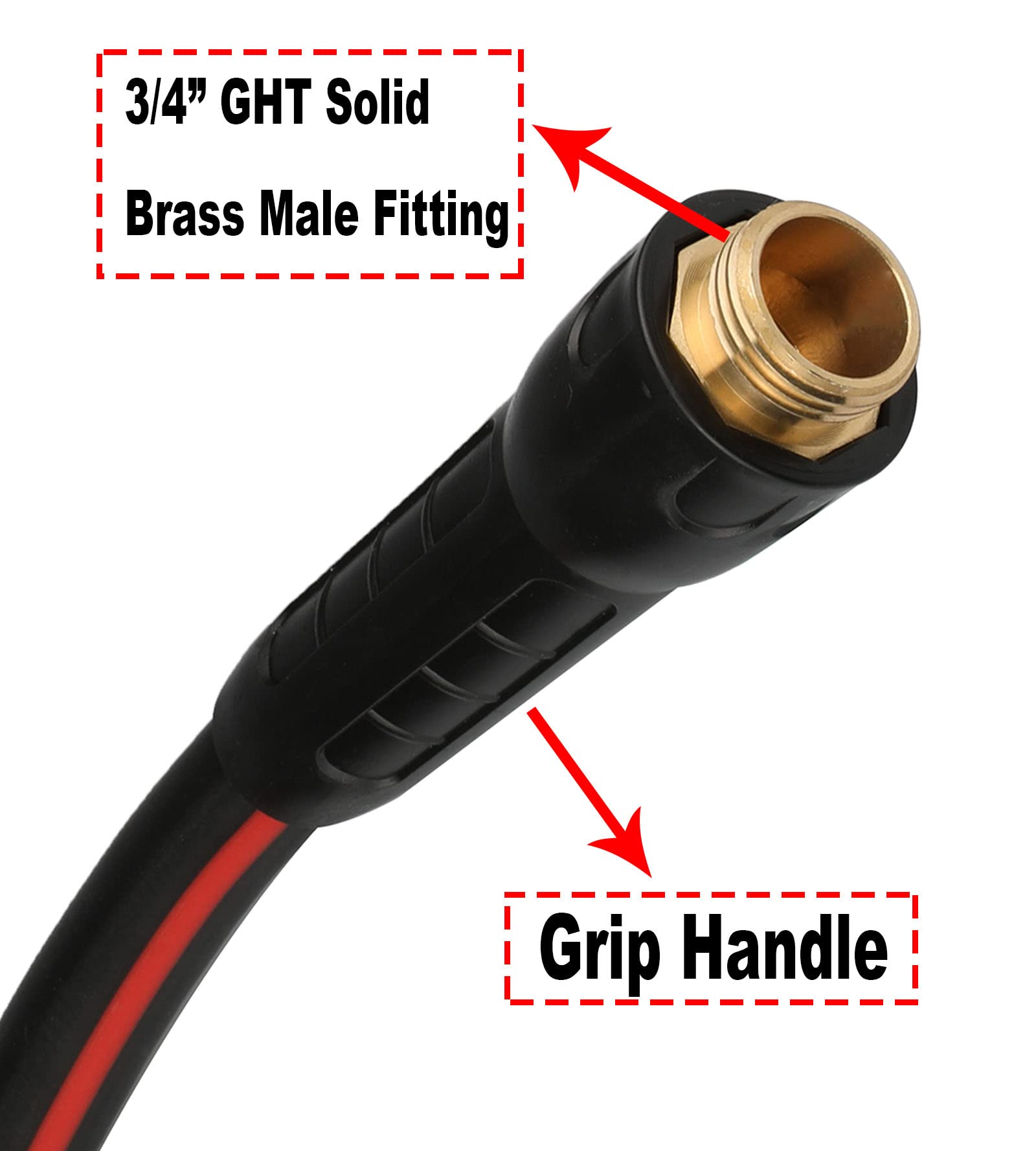 **5/8 Inch x 25 FT Heavy Duty Hybrid Garden Hose – Lightweight, Flexible, Swivel Grip Handle & Solid Brass Fittings (Gray+Red) – Perfect for Watering, Washing Cars, and Outdoor Cleaning**