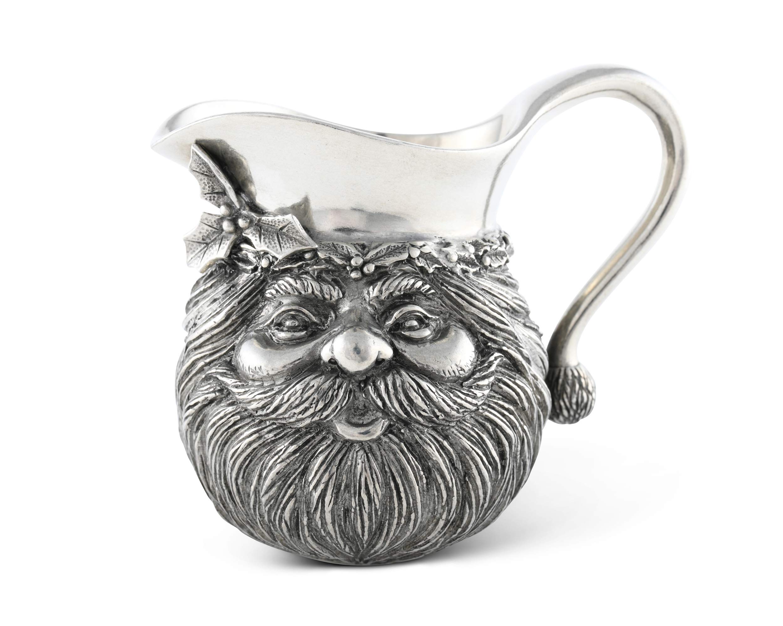Vagabond House Pewter Santa Christmas Creamer & Milk Pitcher - 4 Inch Tall Holiday Decor for Coffee, Tea & Hot Chocolate - Perfect for Christmas Parties, Gift Giving & Festive Table Settings