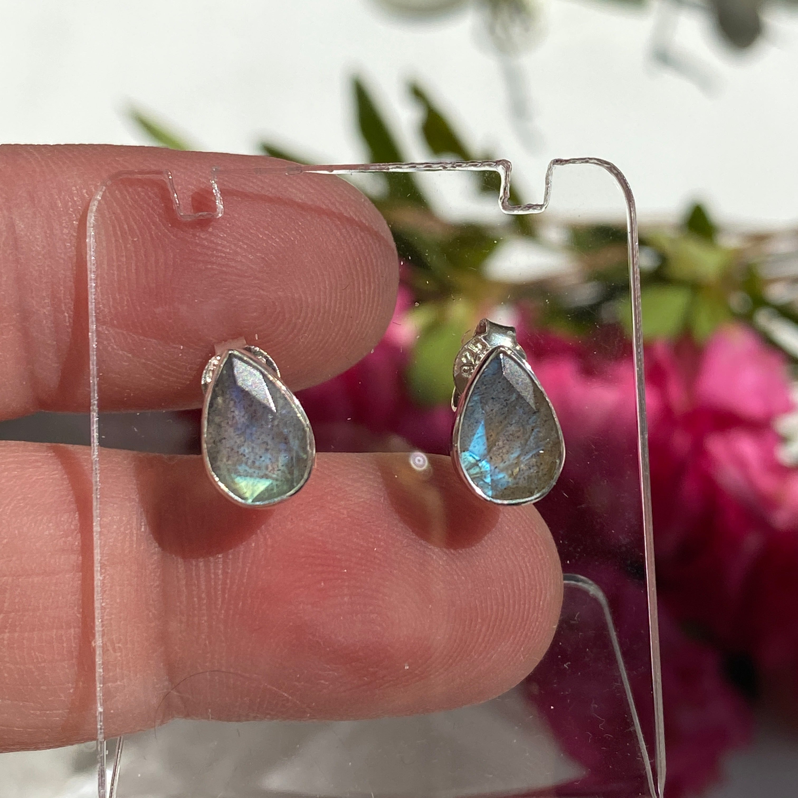 Labradorite Faceted Teardrop Stud Earrings for Women - KEGJ1060 | Elegant Gemstone Jewelry for Daily Wear & Special Occasions
