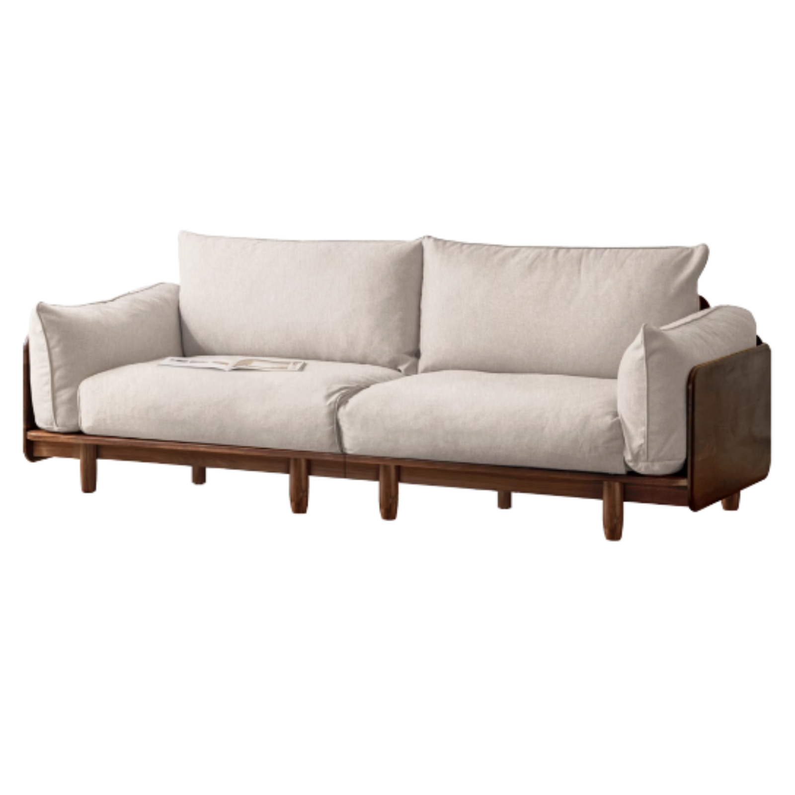 94.8x35.4x31.9 inch / 241x90.5x81cm / Rich dark walnut color/ Cat scratching cloth soft white