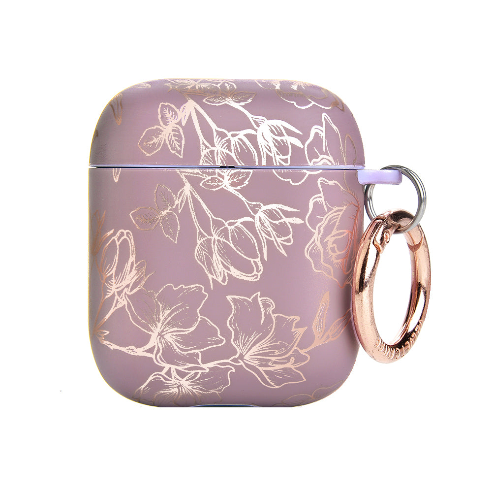Dusty Rose Floral AirPods Case Cover - Protective Silicone Case for Apple AirPods 1/2/3 - Cute Pink Flower Design - Perfect for Women, Girls, Travel & Everyday Use