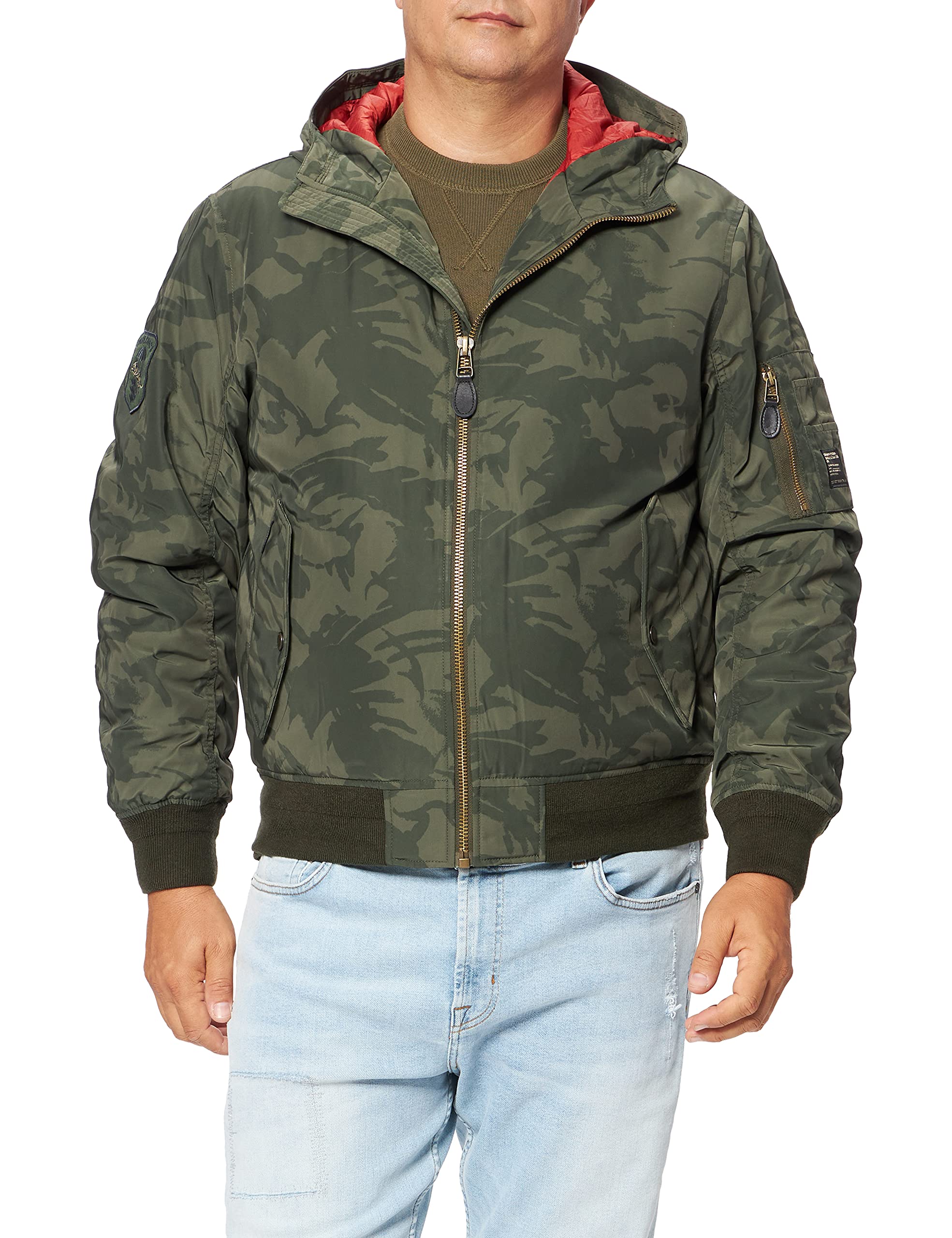 Superdry Men's MA1 Hooded Bomber Jacket - Lightweight Relaxed Fit with Recycled Padding - Stylish Casual Outerwear for Everyday Wear & Urban Street Fashion