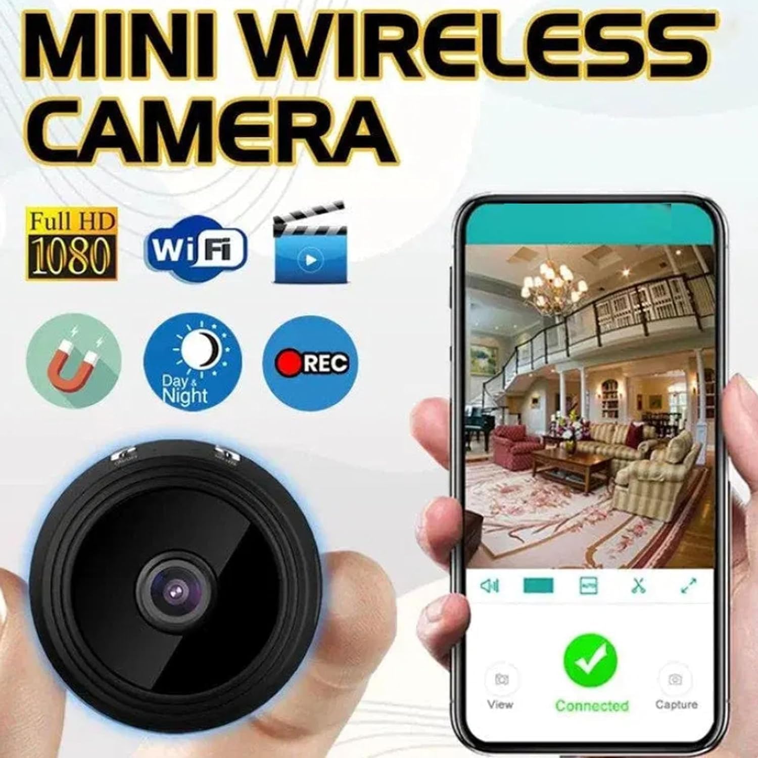 Mini Spy Camera Wireless Hidden with Audio - 5PC Magnetic Mini Security Camera for Outdoor & Indoor Surveillance, No WiFi Needed (Black) - Perfect for Home Security, Office Monitoring, and Covert Recording
