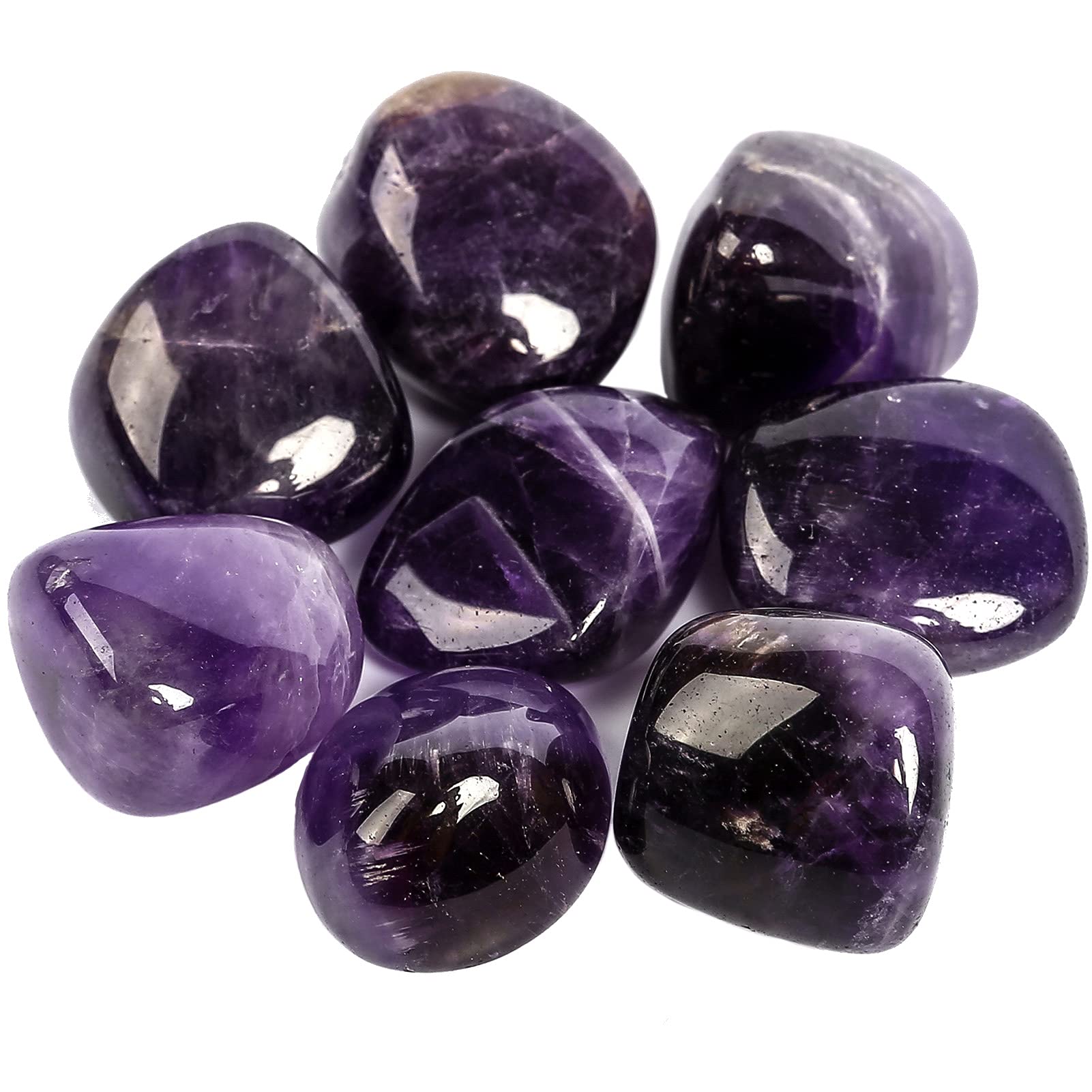 ZenQ 1/2 lb Tumbled Amethyst Stones - Natural Brazilian Amethyst Crystals for Wicca, Reiki & Energy Healing | Chakra Balancing, Meditation & Home Decor
