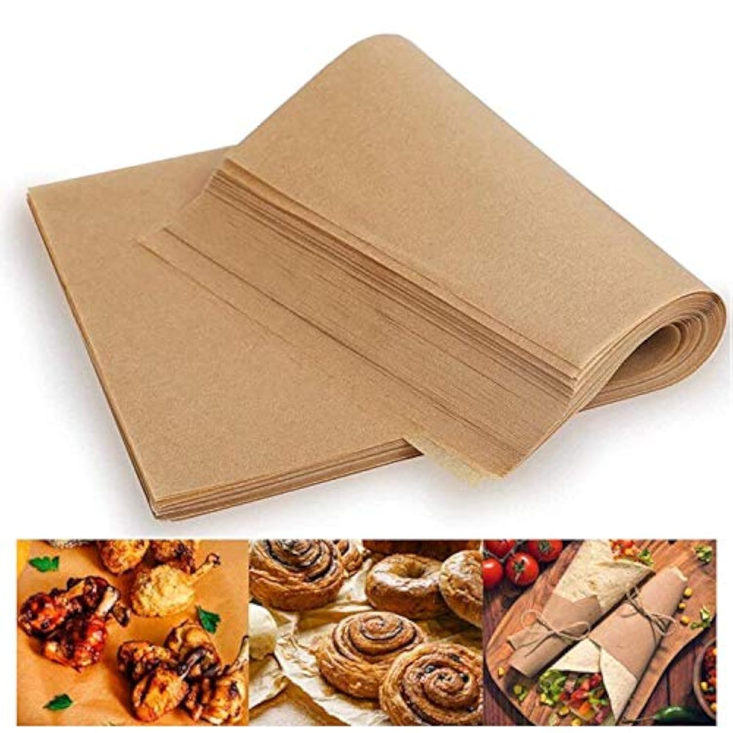 **FUNZON Grease-Resistant Wax Paper Sheets – Brown Food Basket Liners for Chips, Fried Chicken, Sandwiches | Oil-Resistant Wrapping Paper for Parties, Picnics & Takeout (Not for Baking/Oven/Air Fryer Use)**
