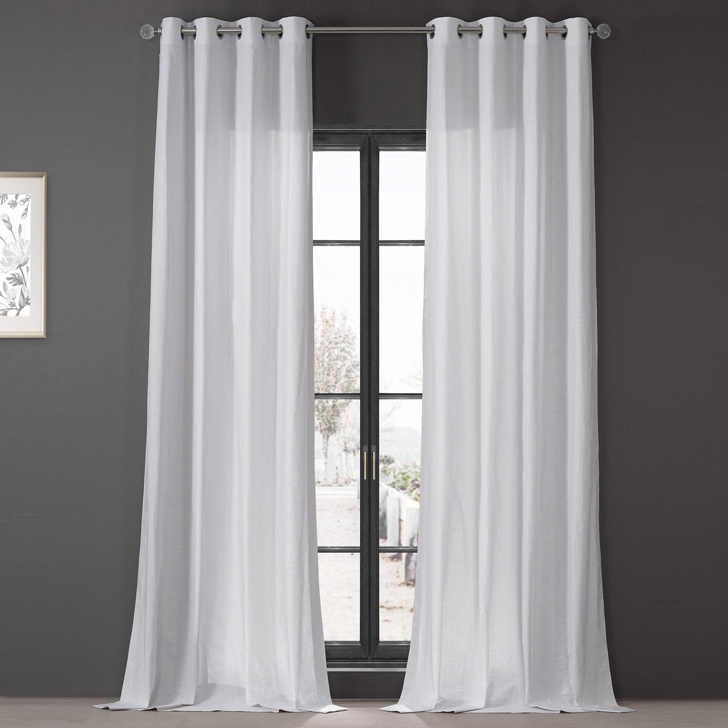 Premium White Grommet Curtains - Textured Cotton Dune Pattern (Set of 2 Panels) for Living Room, Bedroom & Home Decor