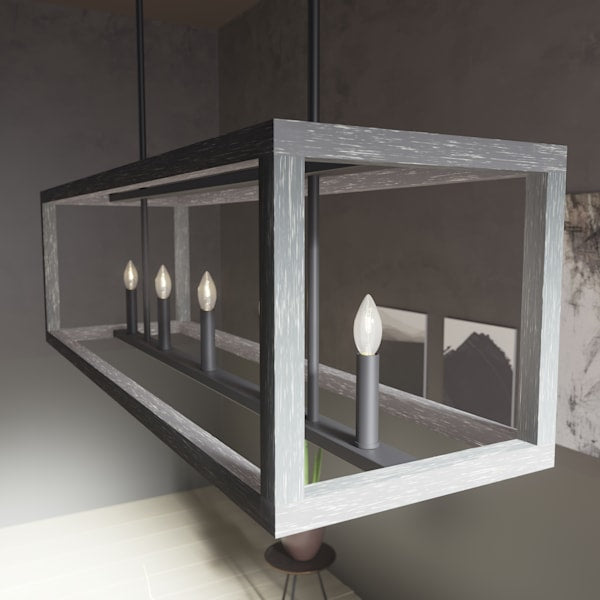 Hunter Squire Manor 5-Light Linear Chandelier - Matte Black/Dark Ash Finish - Modern Farmhouse Lighting for Dining Room, Kitchen Island & Entryway