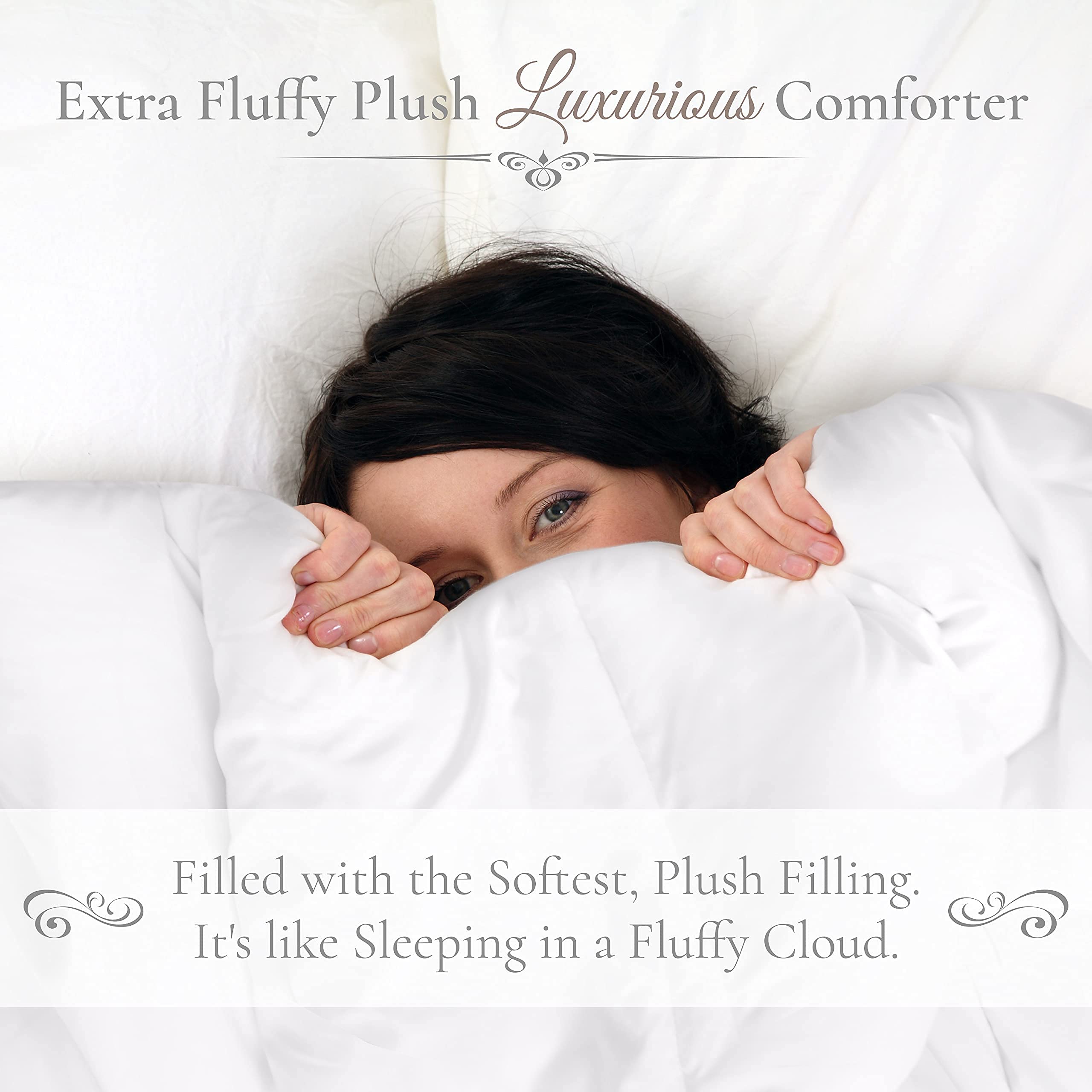 Premium Down Alternative Comforter Queen Size - Ultra Soft Fluffy Duvet Insert for All Seasons | Hypoallergenic Luxury Hotel Plush Comforter - 86x86 Inches White | Perfect for Bedroom, Guest Room & Airbnb | Eco-Friendly Compressed Packaging