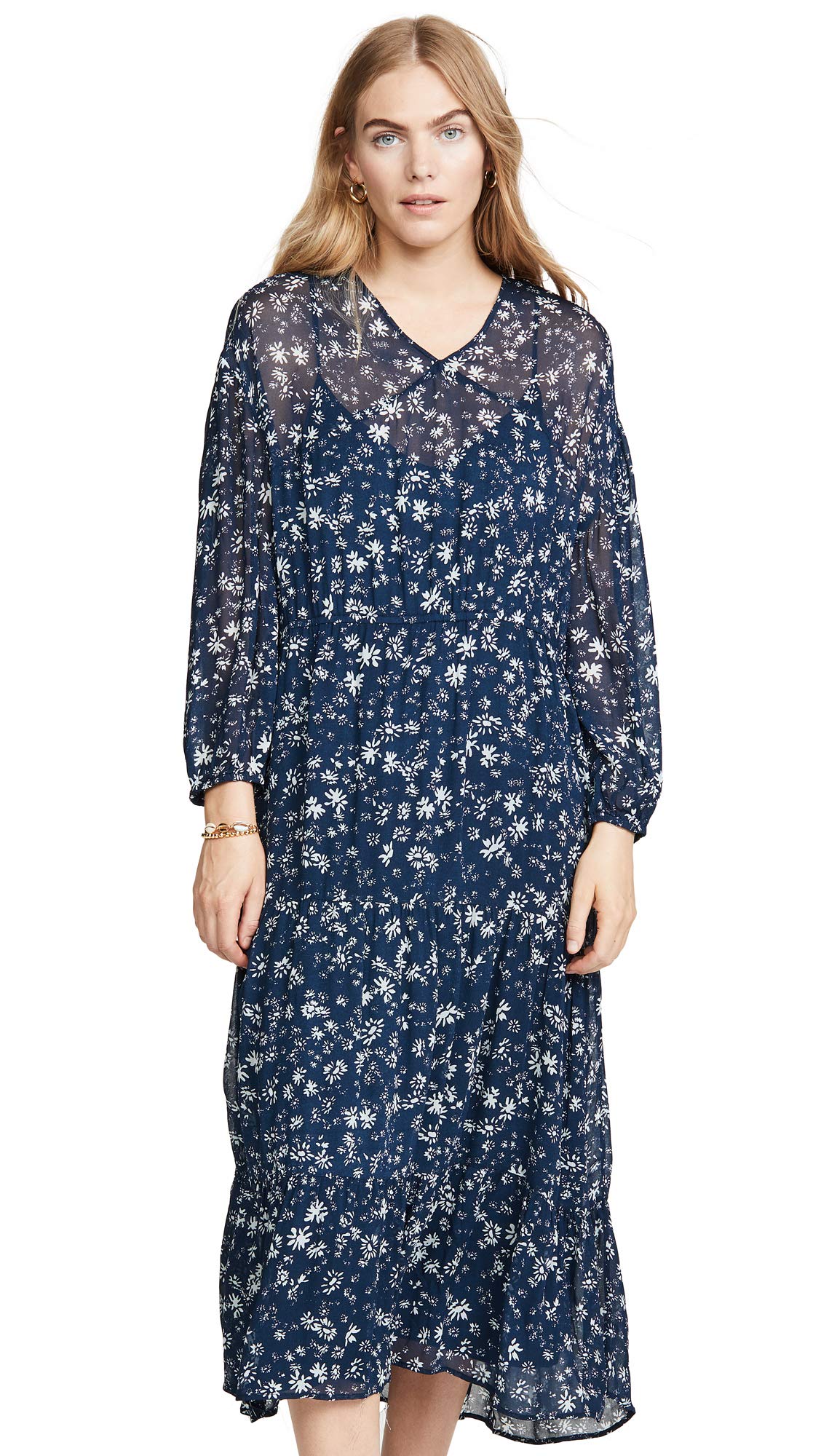 Free People Women's WallFlower Midi Dress - Black Combo, X-Small | Boho Floral Print Summer Dress for Beach, Vacation & Date Night