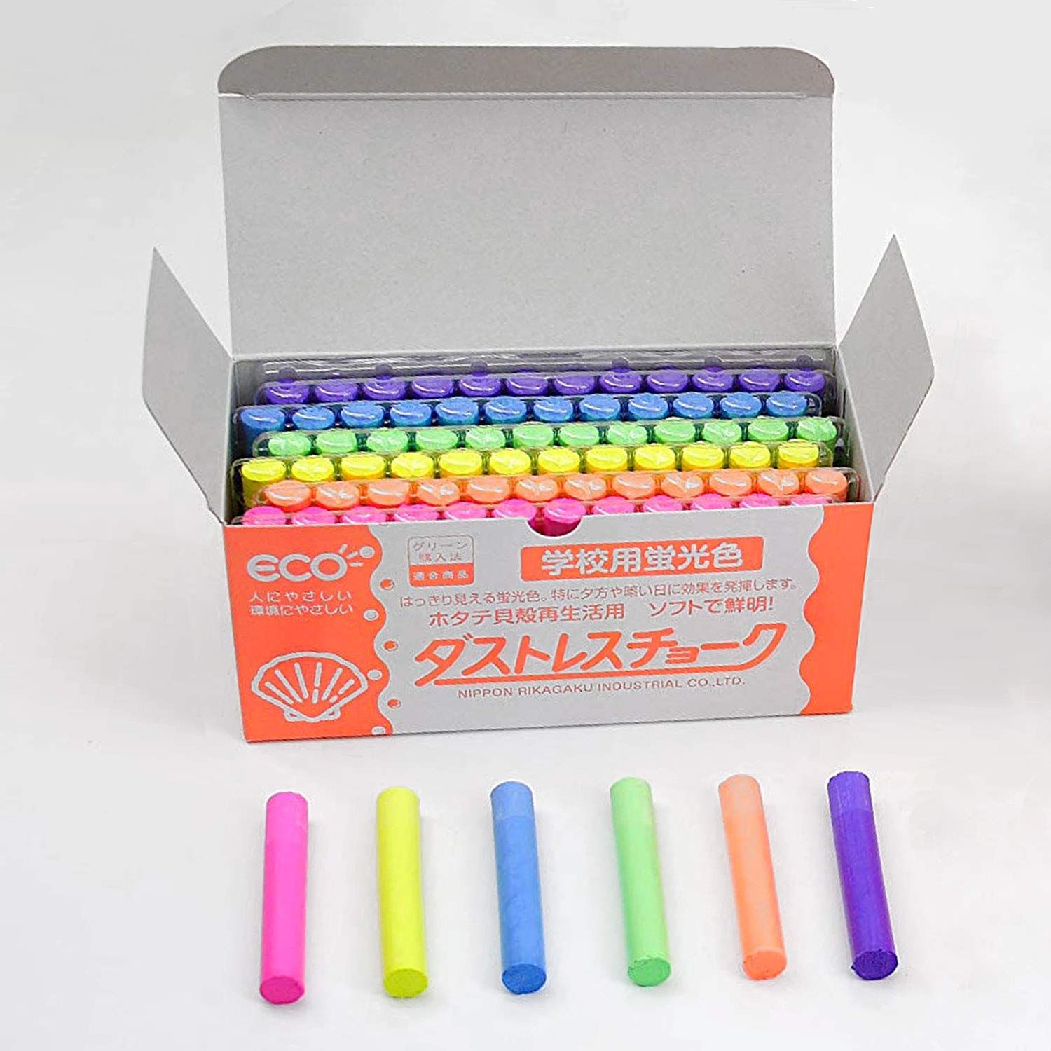 72-Piece Dustless Fluorescent Chalk Set - 6 Vibrant Colors for Classroom, Sidewalk Art & Outdoor Activities