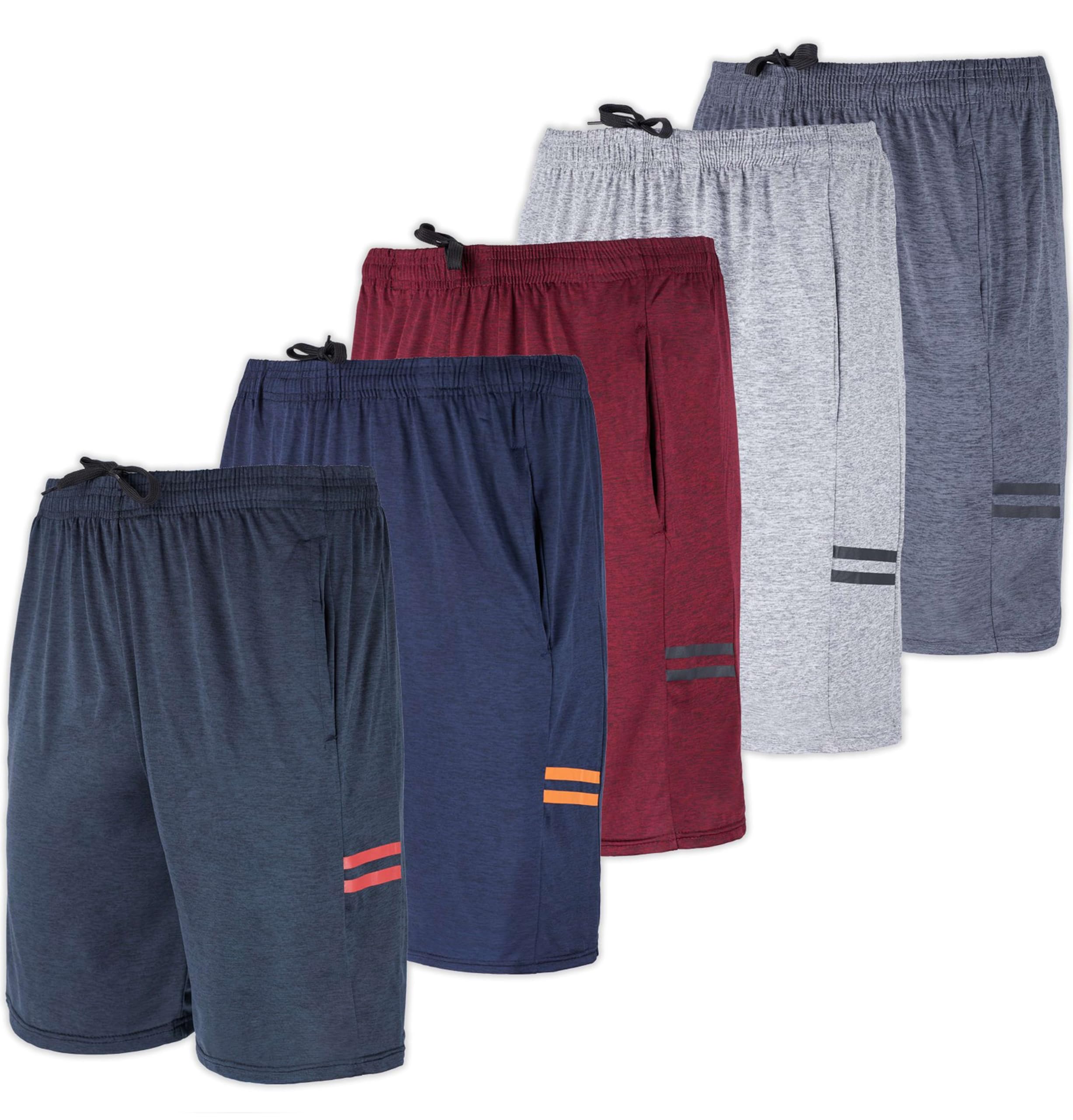 5 Pack Men's Quick Dry Athletic Shorts - Breathable Workout Running Gym Shorts with Pockets for Sports & Casual Wear | Bulk Pack for Active Lifestyle