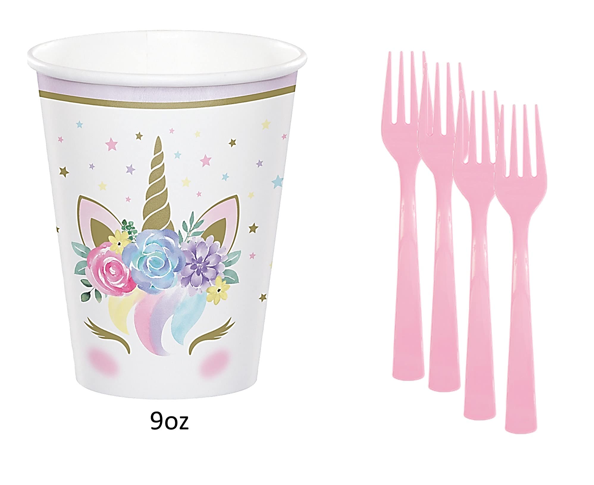Peach State Unicorn Party Supplies Set - 8-Piece Kit with Plates, Napkins, Cups & Tablecloth | Perfect for Birthday Celebrations, Baby Showers & Themed Events