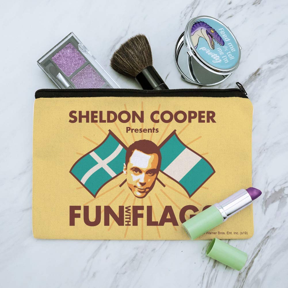 The Big Bang Theory Sheldon Cooper Fun with Flags Cosmetic Bag - Travel Makeup Organizer Pouch for Fans, Gifts & Daily Use
