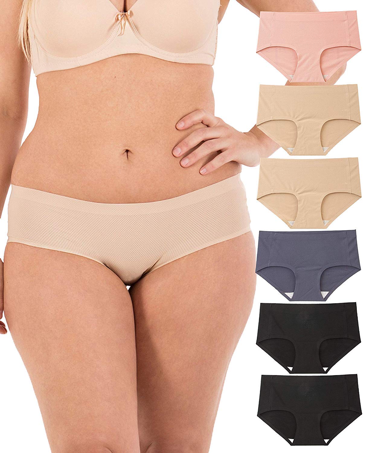 Seamless No-Show Women's Underwear - Barbra Lingerie Comfortable Panties for Small to Plus Size 6 | Perfect for Everyday Wear, Yoga & Workout