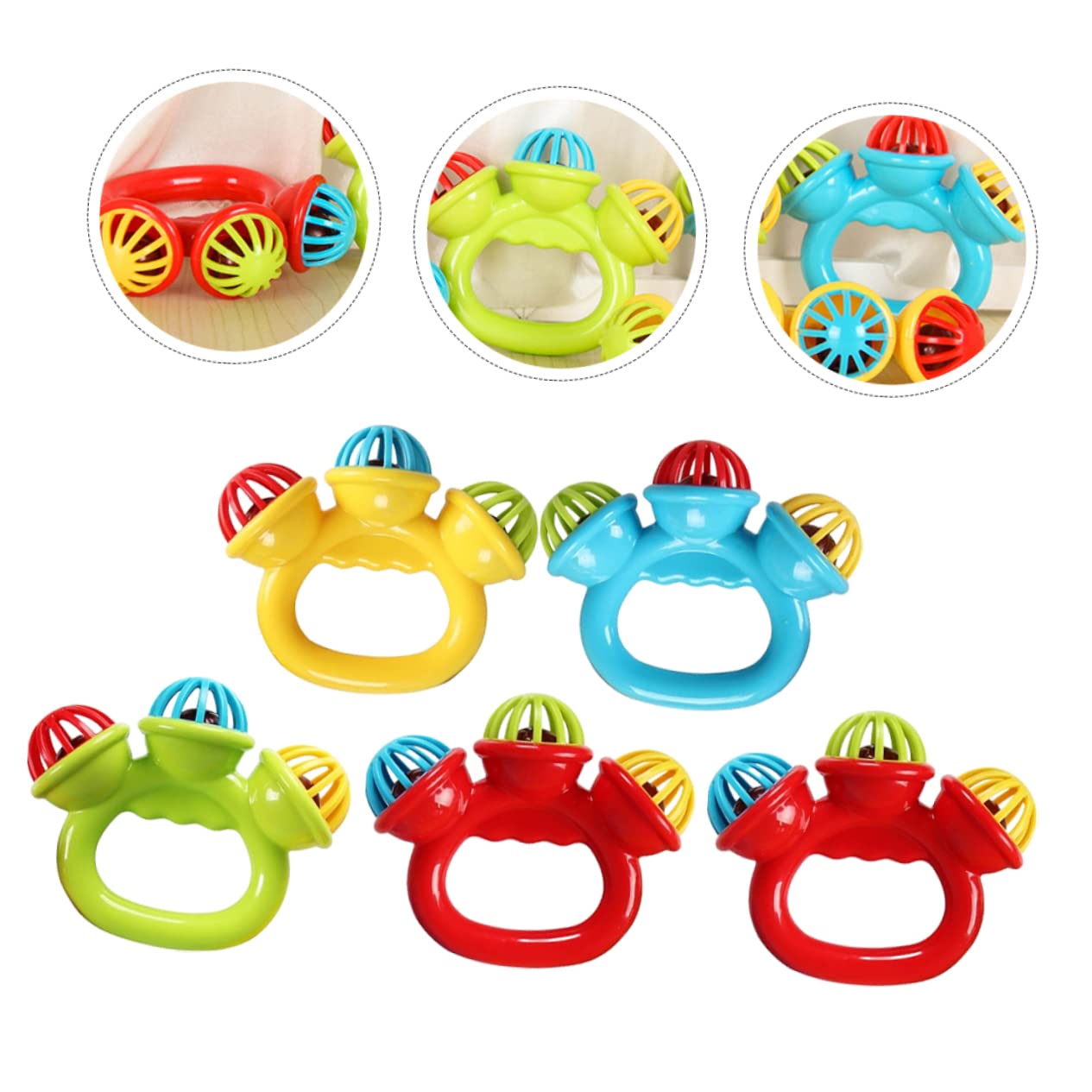 UPKOCH 5-Piece Hand Bell Dog Toys - Puppy Teething Chew Toys with Soothing Bells, Durable Plastic Pet Training & Interactive Play for Small to Medium Dogs - Perfect for Puppy Training, Anxiety Relief & Playtime Fun