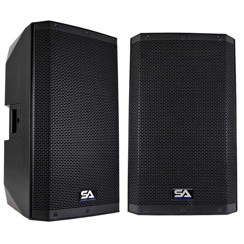 Seismic Audio Riot-15 1000W Powered PA DJ Speakers with Bluetooth - 15 Inch Professional Loudspeakers, DSP, Built-in Mixer & Class D Amp - Perfect for Live Performances, Parties & Outdoor Events