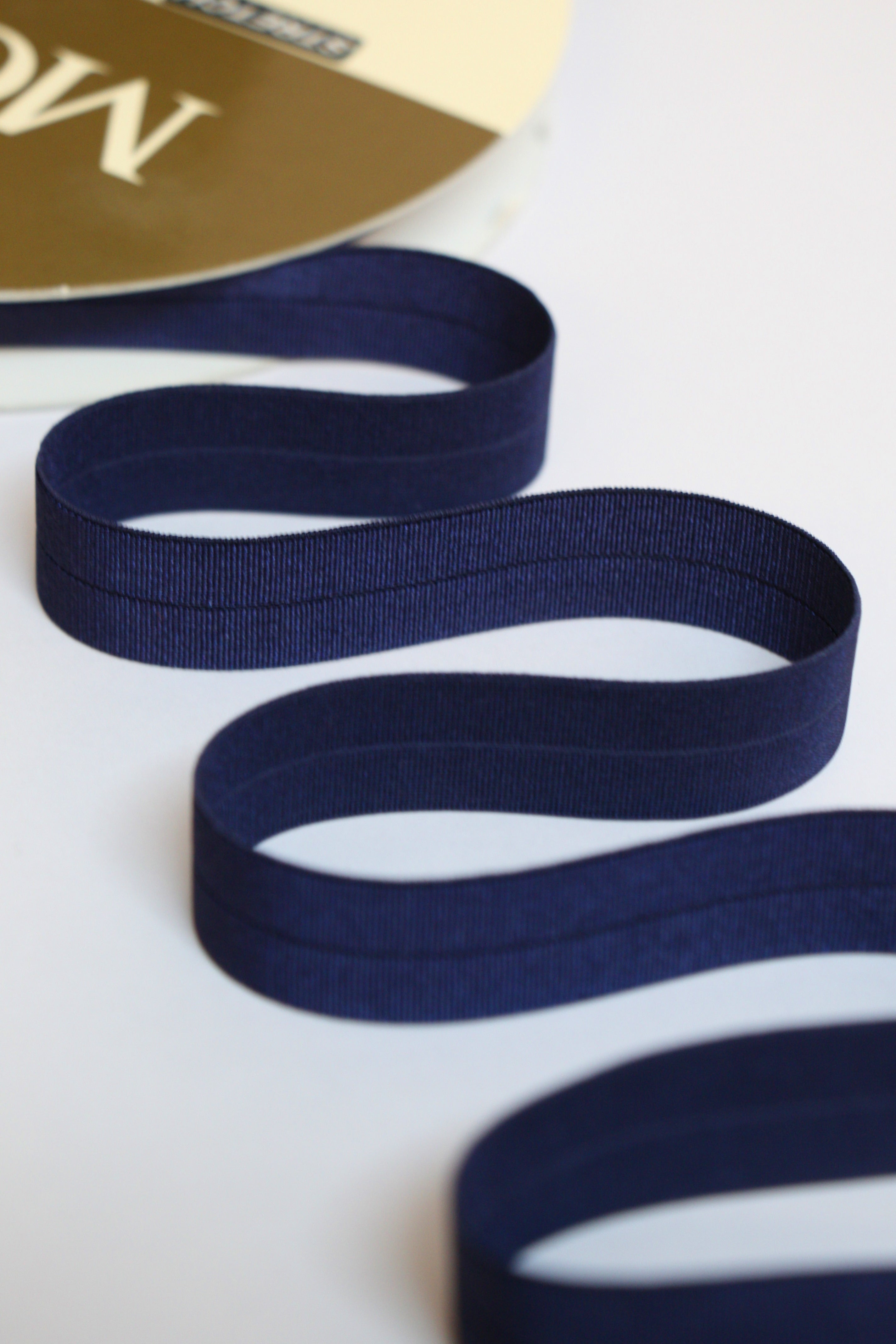 18mm Navy Stretch Fold Over Elastic Binding for Sewing, DIY Crafts, and Waistbands - Perfect for Apparel, Headbands, and Baby Clothes