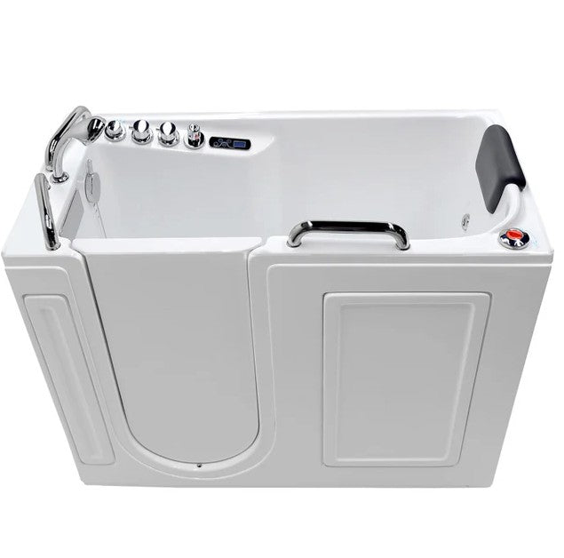 Anzzi 2753WILWD 27x53 Inch Left Drain Walk-In Bathtub with Whirlpool & Air Jets - White - Ideal for Elderly & Mobility Assistance, Spa-Like Relaxation at Home