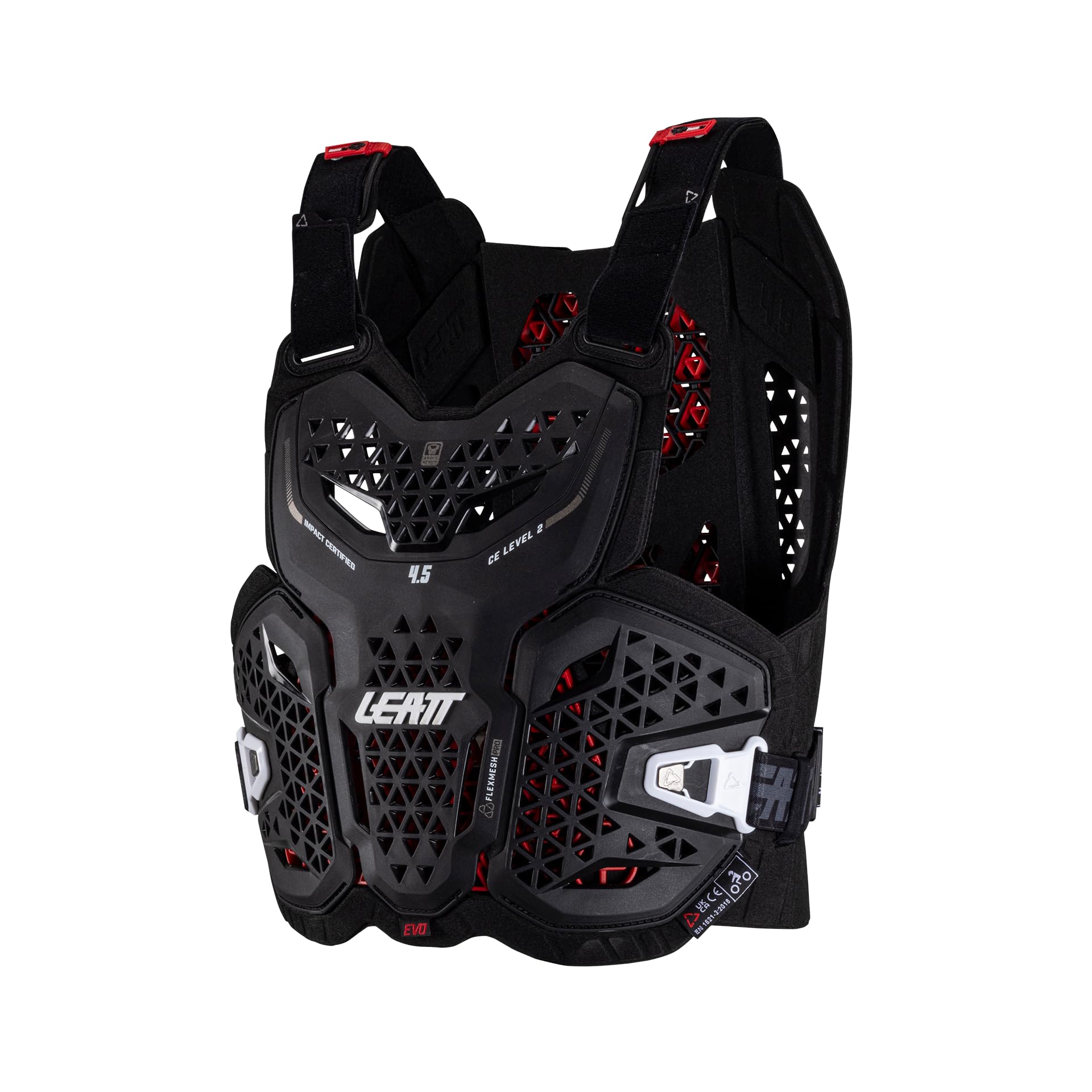 Leatt 4.5 EVO Motocross Chest Protector - Lightweight MX Body Armor for Off-Road Riding & Dirt Bike Racing (Black/Red) - Perfect for Trail Riding, Enduro & Adventure Motorcycling