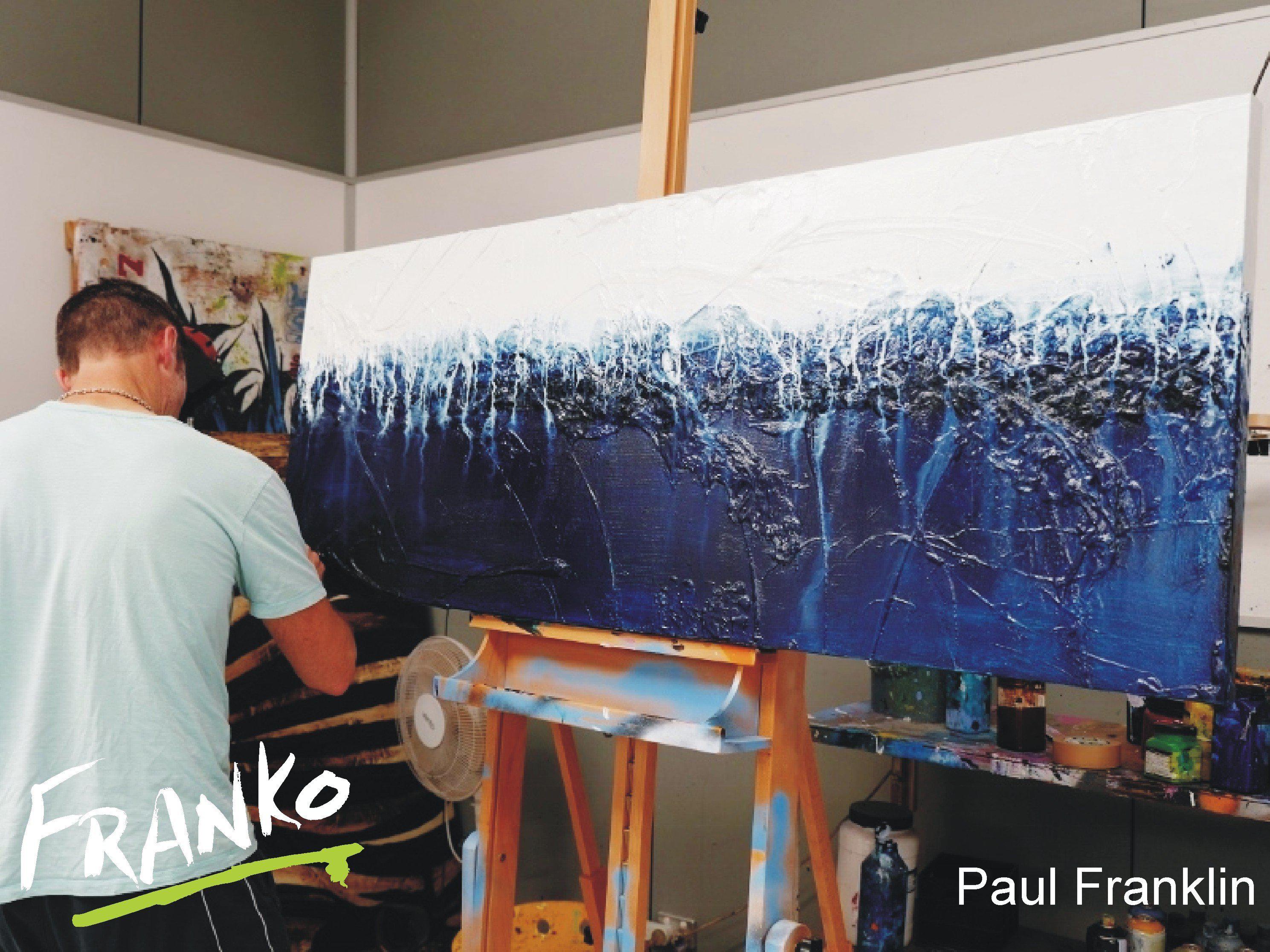 Navy Blue Abstract Painting 63 x 24 Inches - Large Modern Wall Art for Living Room, Bedroom & Office Decor