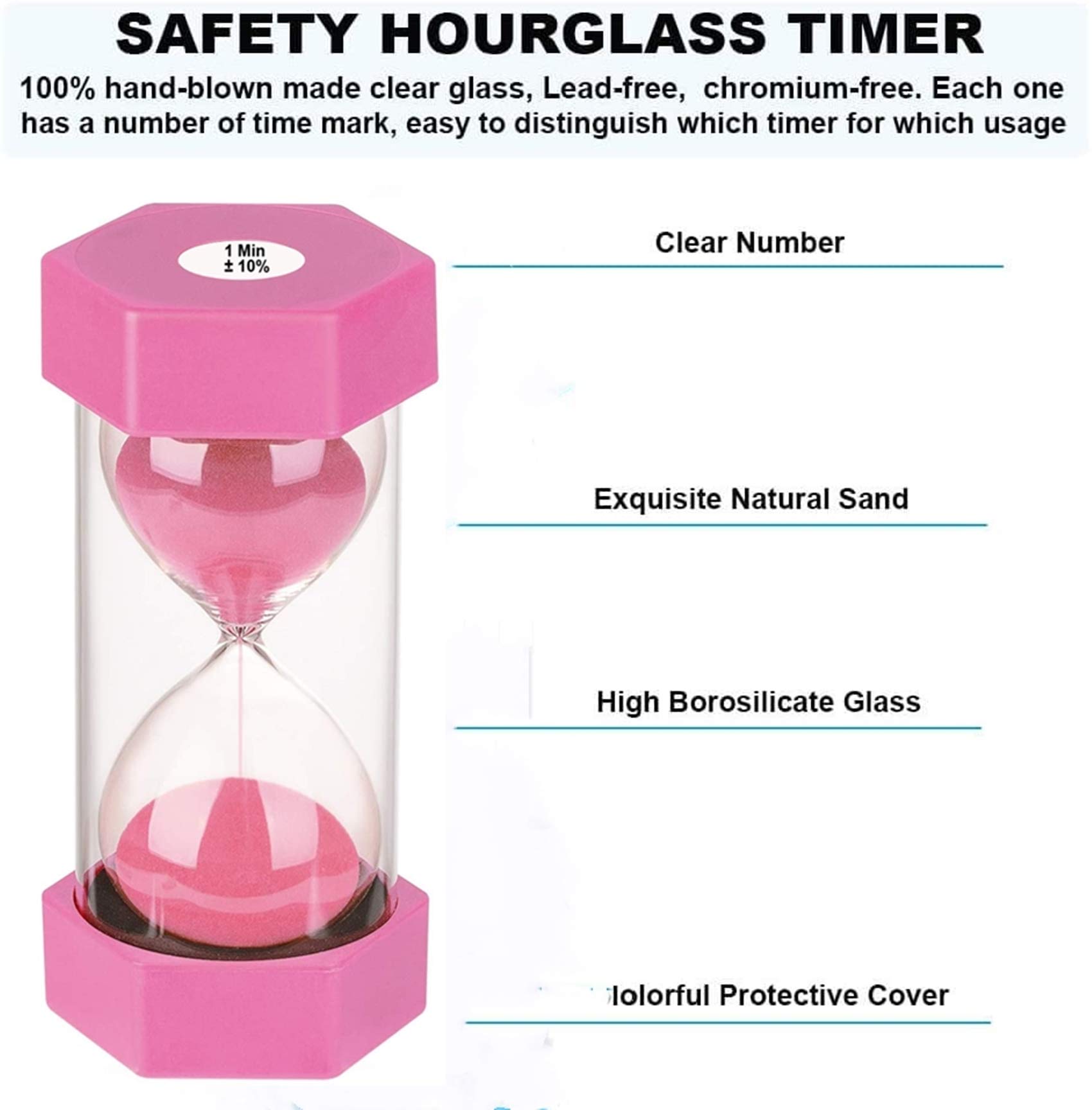 10 Minute Sand Timer - Unbreakable Plastic Hourglass for Kids, Games, Classroom & Kitchen Decor | Pink Sand Clock for Time Management, Board Games, Cooking & Study Sessions