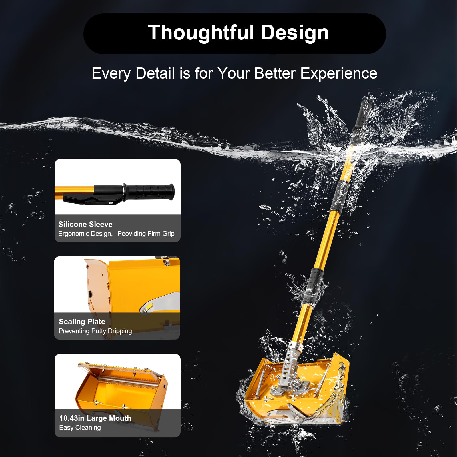 Professional 10'' Aluminum Alloy Drywall Flat Box with Adjustable Extension Handle (41''-66'') - Perfect for Drywall Finishing, Sheetrock & Wallboard Smoothing | Ideal for Home Renovation, Construction Projects & Professional Contractors