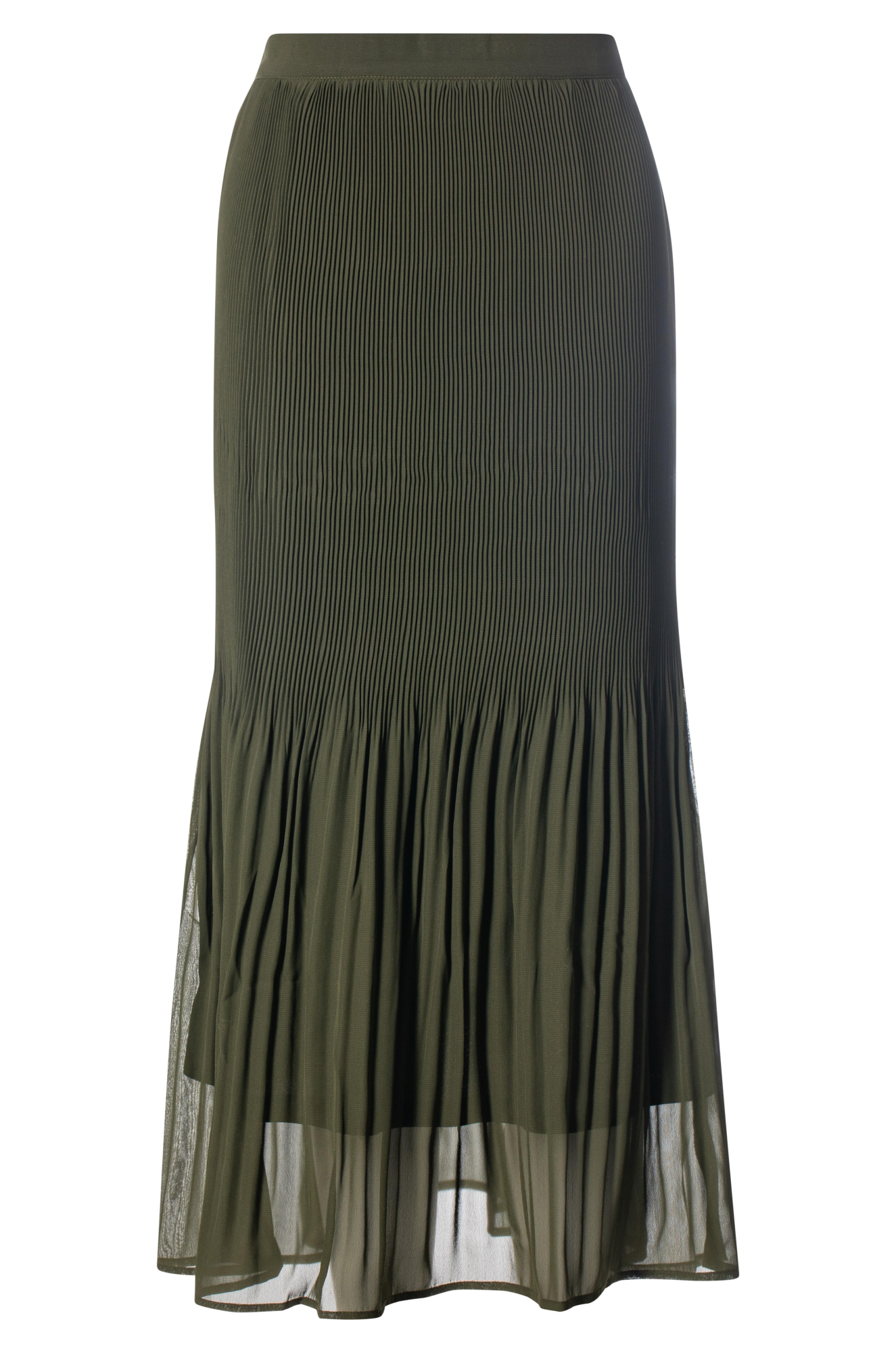 Elegant Mini Pleat Chiffon Skirt for Women - Olive Green A-Line Skirt | 8544ZZ | Perfect for Office Wear, Date Night & Summer Outfits