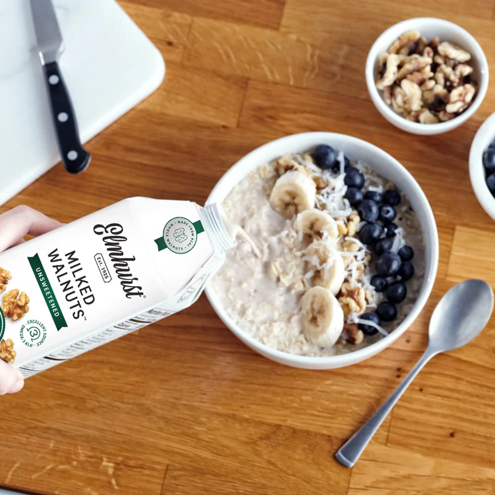 Elmhurst 1925 Unsweetened Walnut Milk - Dairy-Free, Vegan, Plant-Based, 32oz (Pack of 6) | Perfect for Smoothies, Coffee Creamer & Baking | Nutritious Dairy Alternative