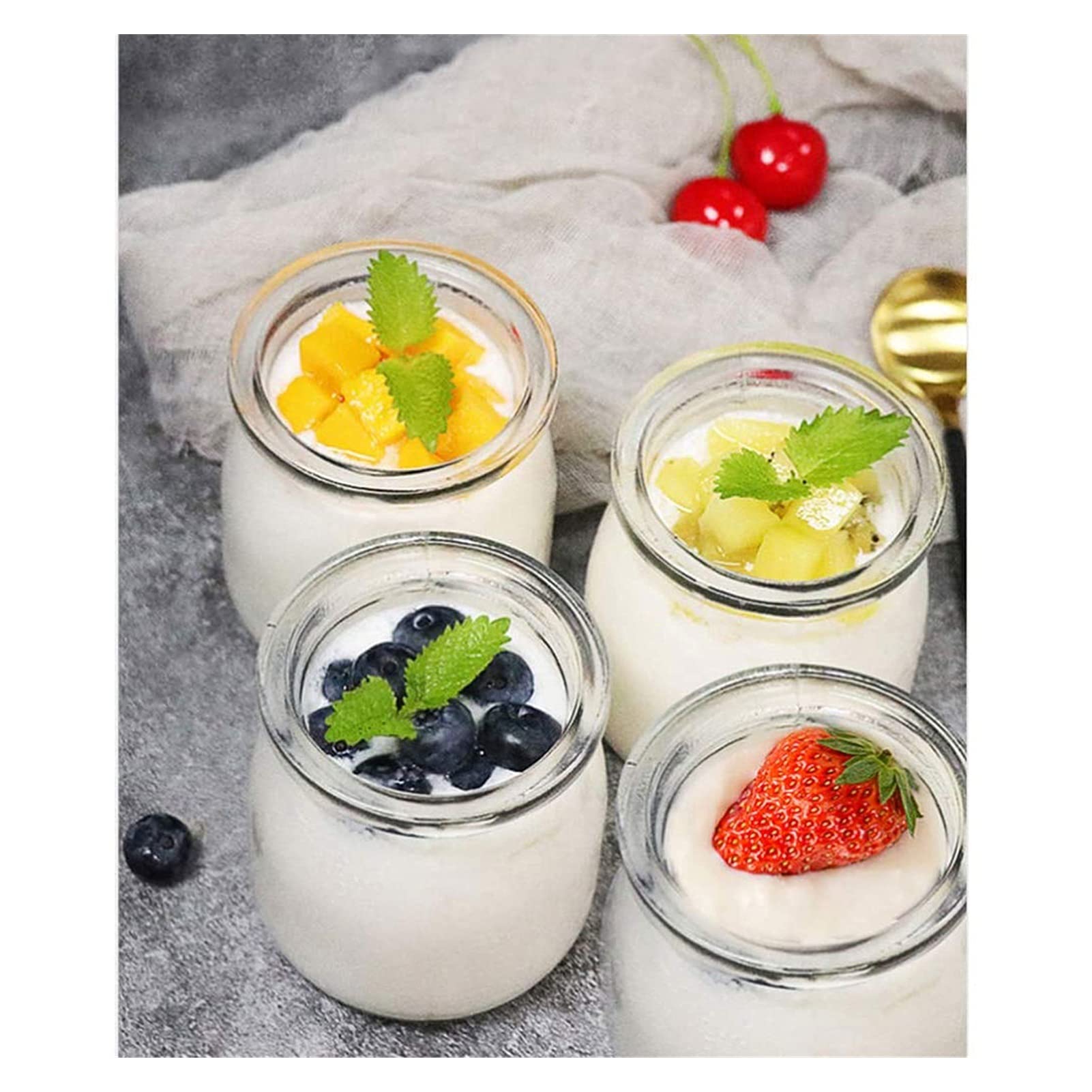 Automatic Digital Yogurt Maker Machine with 4 Glass Jars & Stainless Steel Pot - Homemade Organic Yogurt & Cheese Maker with Timer & Strainer - Perfect for Healthy Breakfast, Snacks & Keto Diet