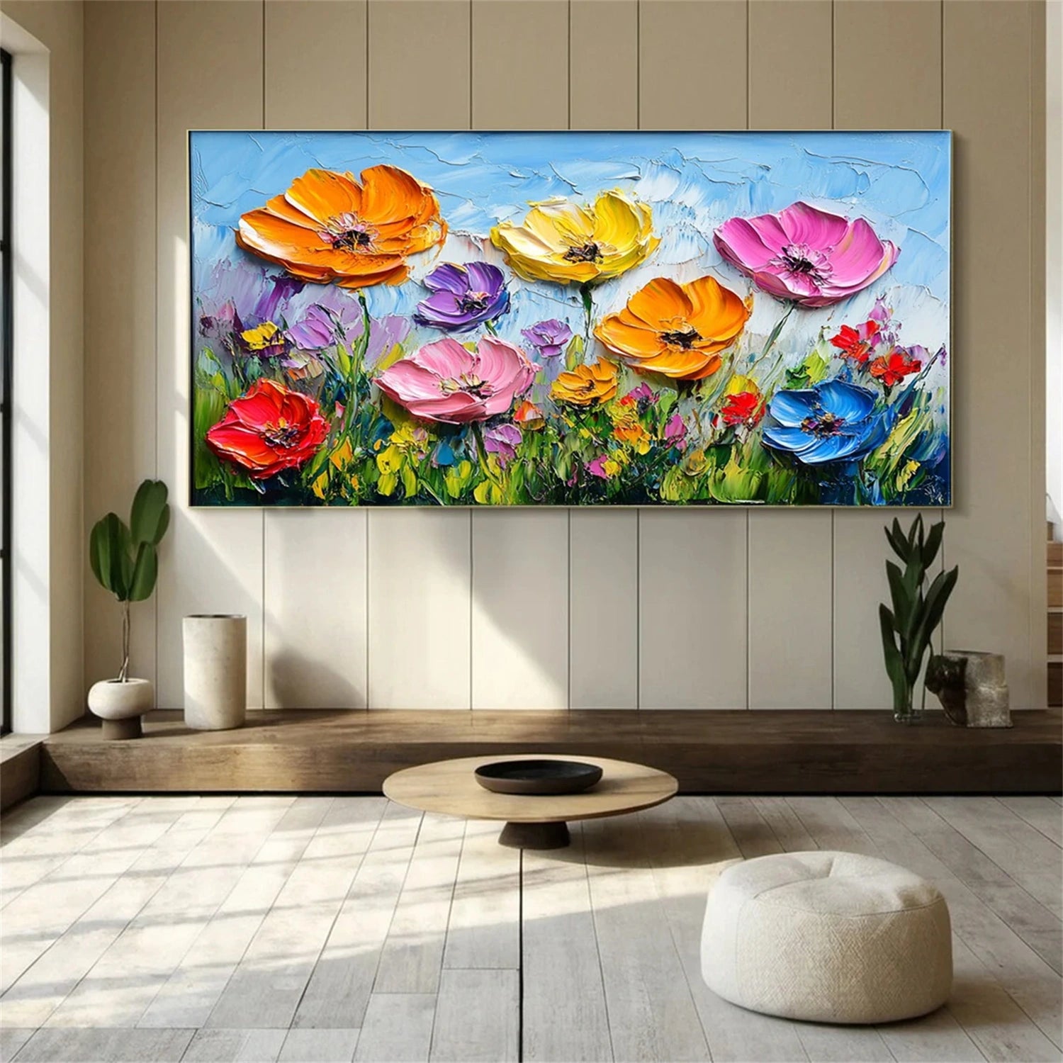 Beautiful Flower and Tree Painting #FT122 - Handmade Canvas Art for Home Decor, Living Room, Bedroom & Office Wall