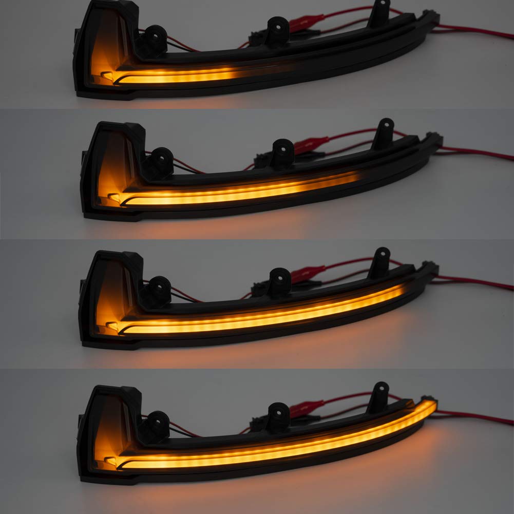 2Pcs Smoked Lens Amber Sequential LED Turn Signal Lights for Porsche Cayenne 958 (2015-2018) - Dynamic Blinking Flow Design, Side Mirror Indicator Replacement - Perfect for Night Driving & Enhanced Safety