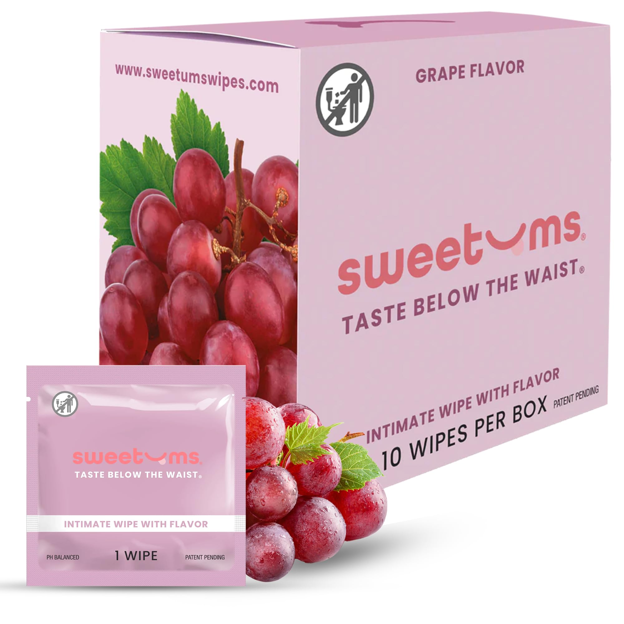 pH Balanced Grape Flavored Feminine Wipes for Women - Individually Wrapped Intimate Hygiene Wipes (Pack of 10) | Perfect for Travel, Gym & Daily Freshness