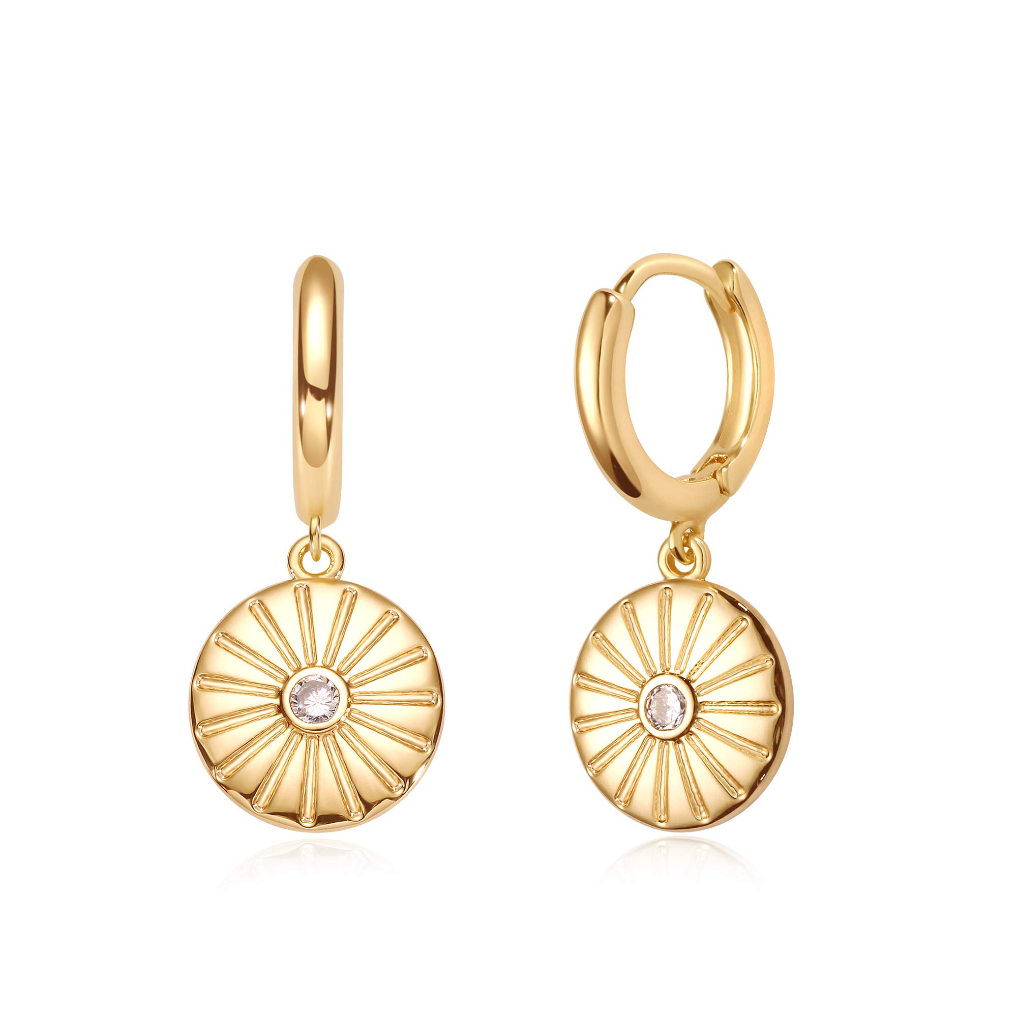 14K Gold Plated Huggie Hoop Earrings for Women - Dainty Small Minimalist Cubic Zirconia Drop Dangle Earrings - Perfect for Everyday Wear, Date Night & Gift Giving