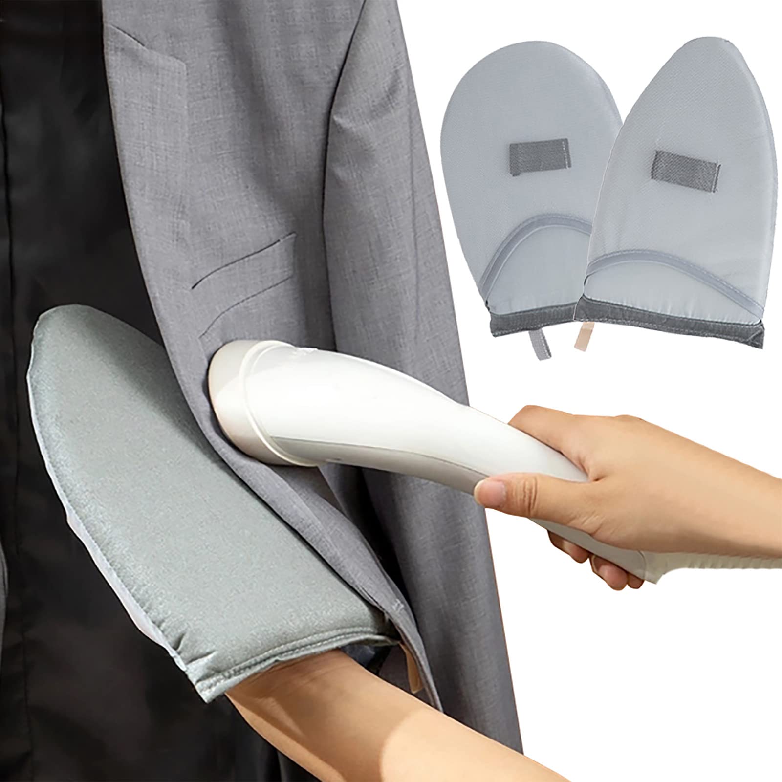 2Pcs Heat Resistant Ironing Gloves for Garment Steamers - Anti Steam, Waterproof Hand Protection with Finger Loops & Handheld Ironing Board - Perfect for Home Clothes Steaming (Round + Pointy Tips) - Ideal for Quick Wrinkle Removal, Delicate Fabric Care, and Professional Garment Pressing