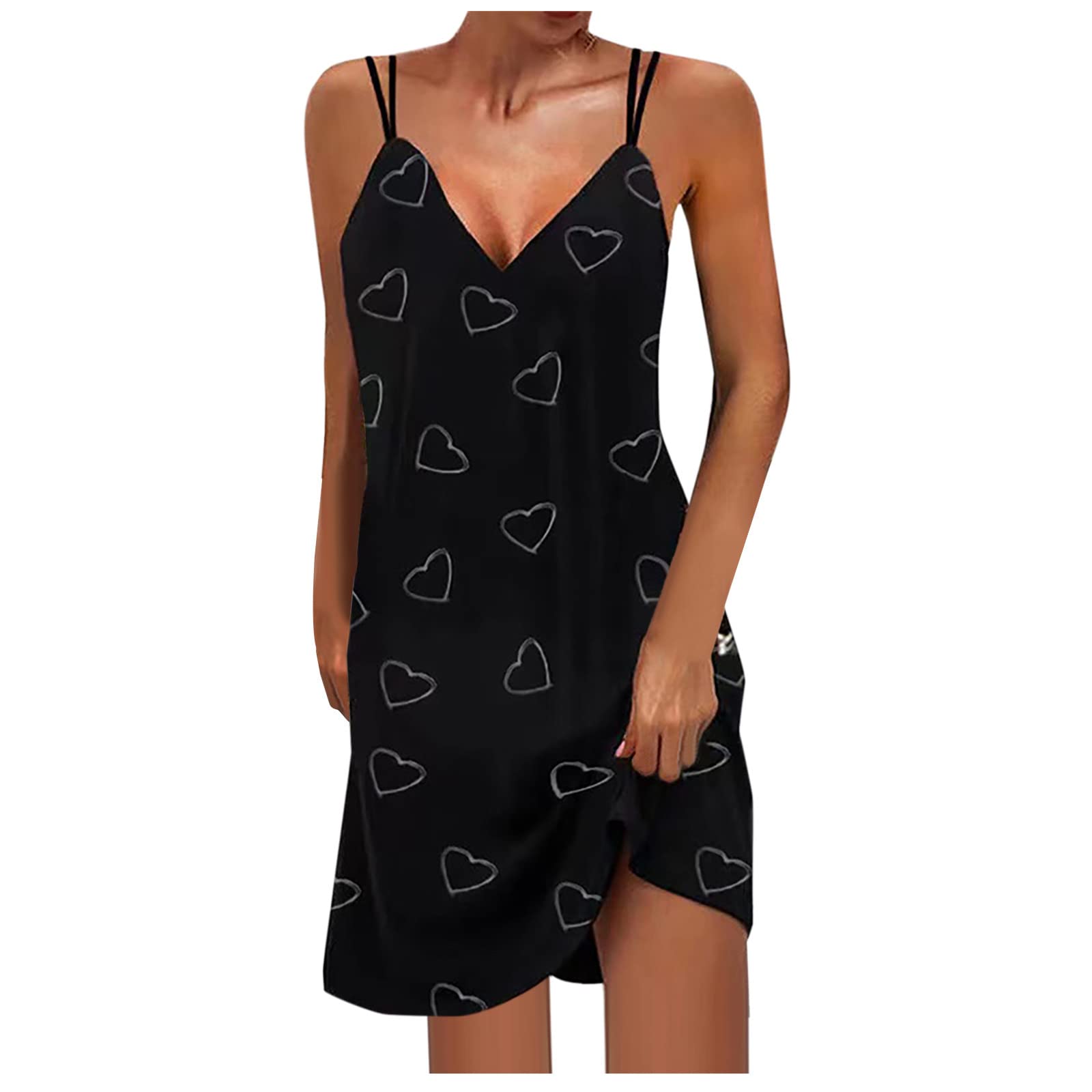 BOXIACEY Women's Floral Print Summer Dress 2022 - V Neck Traceless Cocktail Dress with Double Shoulder Straps for Party, Wedding & Beach Vacation