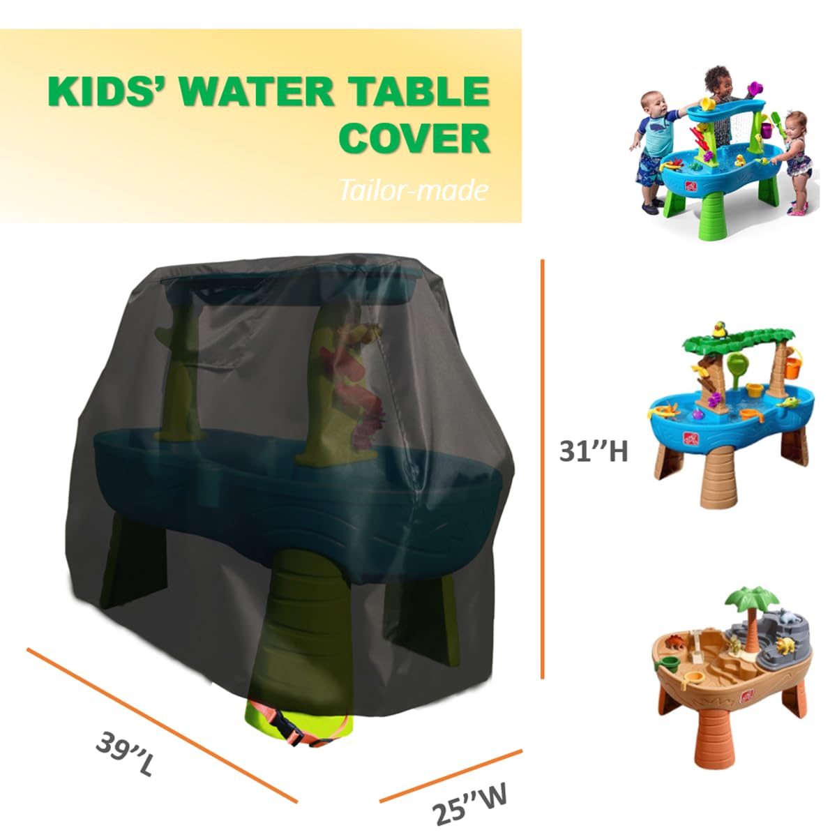 Step2 Rain Showers Splash Pond Water Table Cover for Kids - Dustproof, UV-Resistant & Waterproof Outdoor Play Table Cover with Mesh Storage Bag - Perfect for Backyard, Beach, and Poolside Water Play