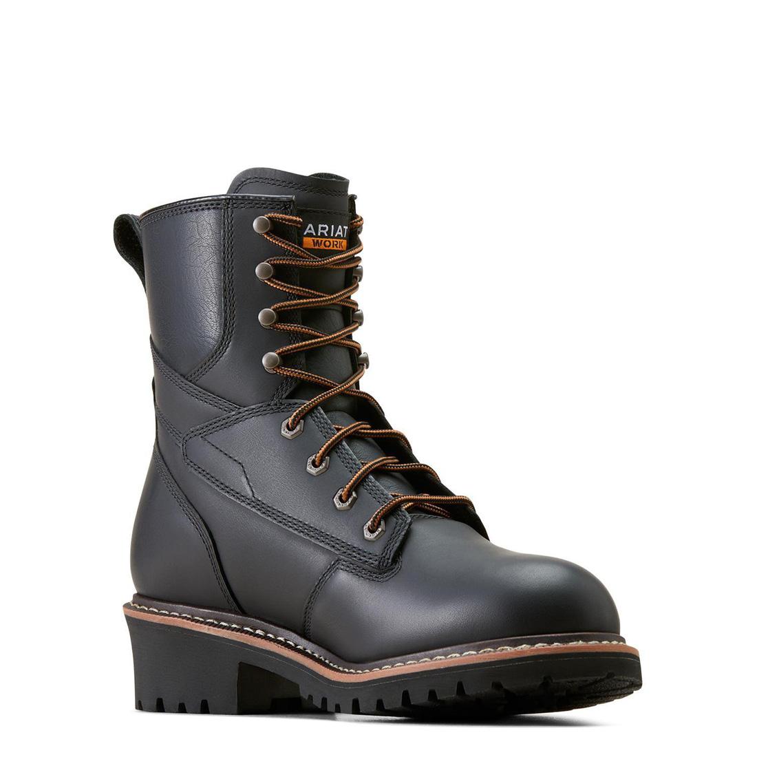 **Waterproof Logger Boots for Men - Soft Toe Shock Shield Work Boots - Black - Ideal for Construction, Hiking & Outdoor Work**
