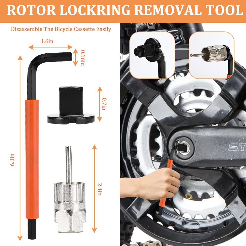 Professional Bike Tool Kit - Bicycle Crank Removal Tool, 3-in-1 Cassette Remover, Rotor Lockring Tool, Bottom Bracket Remover & Pedal Wrench - Complete Bicycle Repair Tools for Home Mechanics & Cycling Enthusiasts - Perfect for Road Bikes, Mountain Bikes & DIY Maintenance