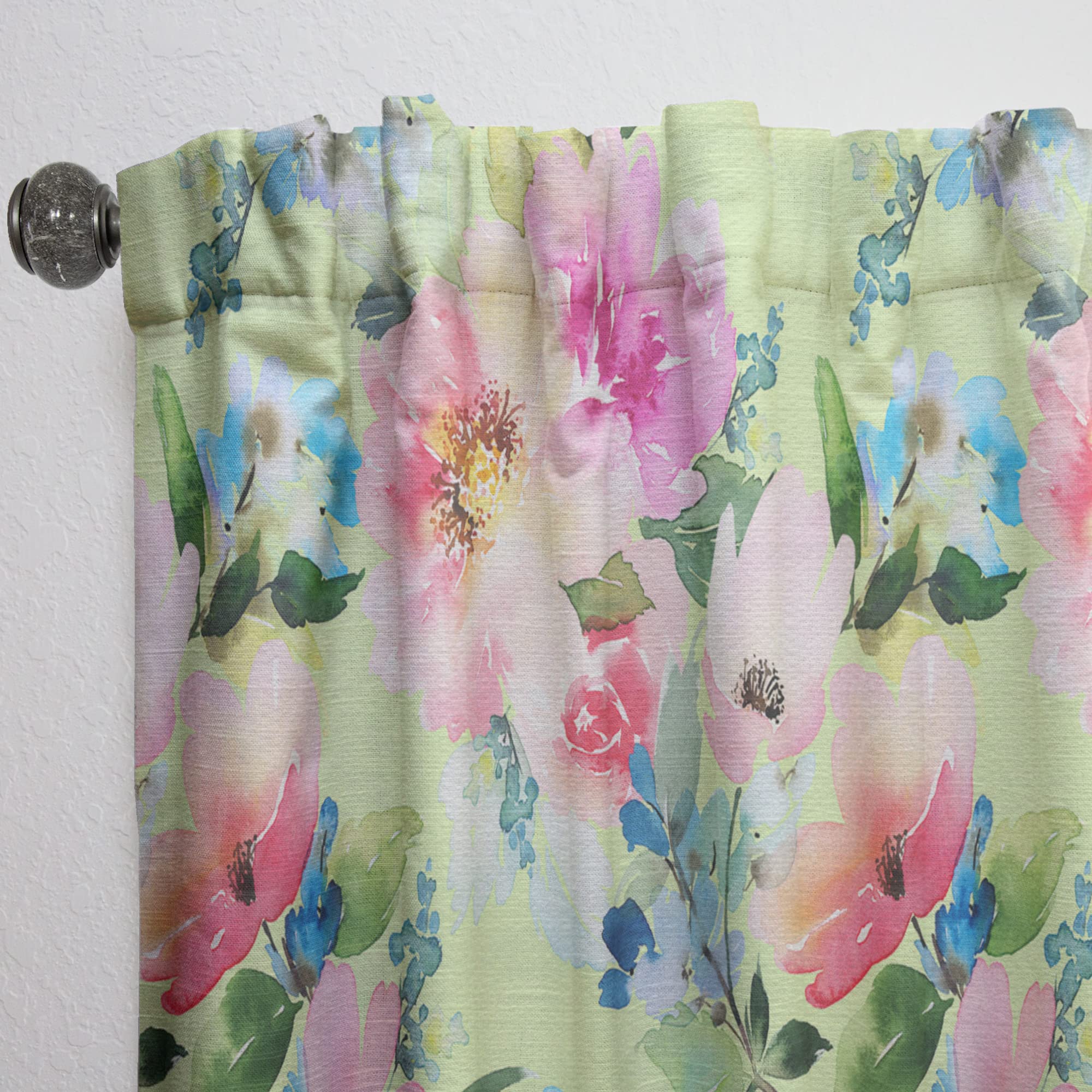 DesignQ Floral Botanical Retro IV Thermal Insulated Curtains - Single Panel 52x120 Inches - Elegant Window Treatments for Bedroom & Living Room - Perfect for Home Decor, Privacy & Energy Savings