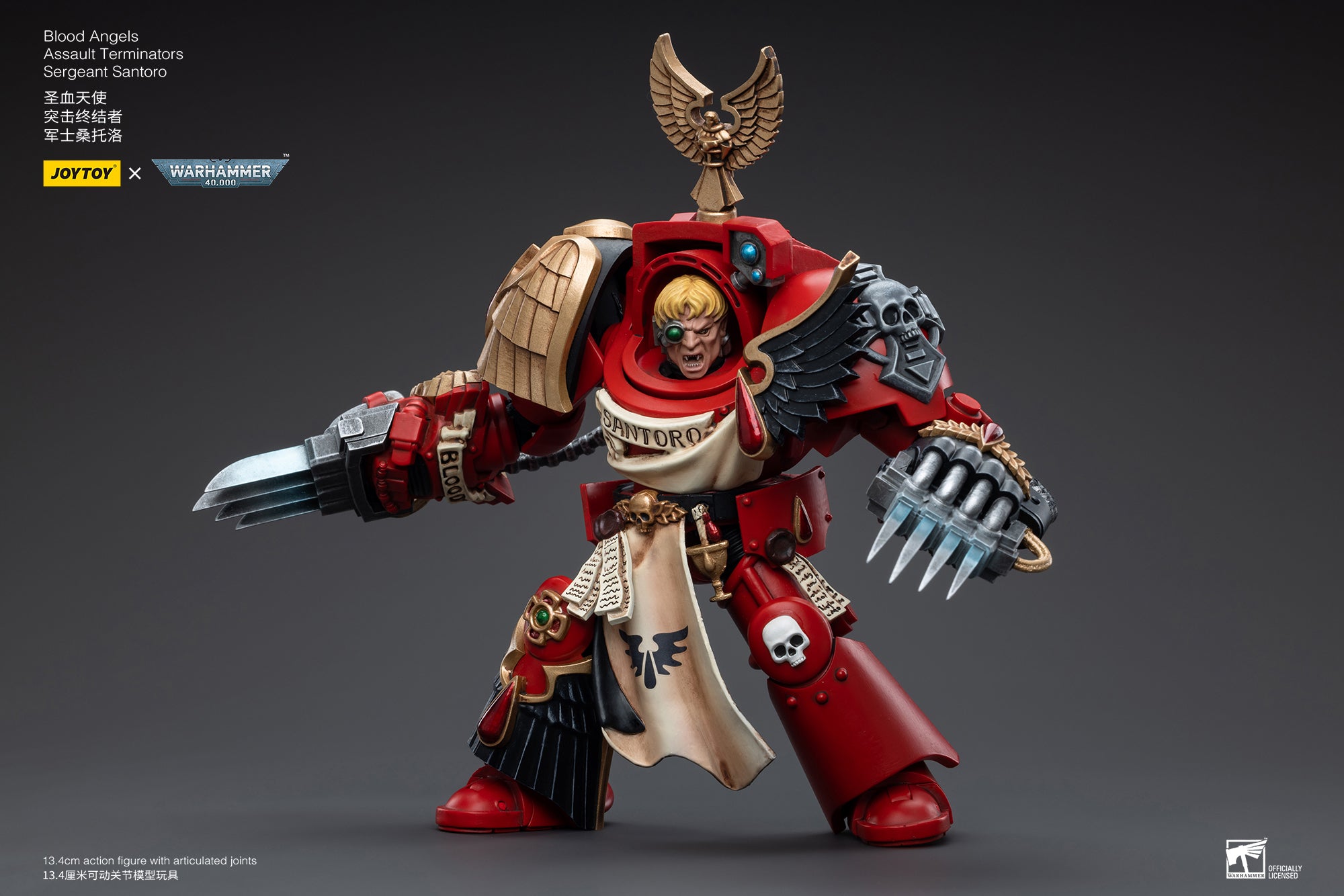 JOYTOY 1/18 Scale Warhammer 40K Blood Angels Assault Terminators Sergeant Santoro Action Figure - Collectible Model for Warhammer Fans & Tabletop Gaming Scenes