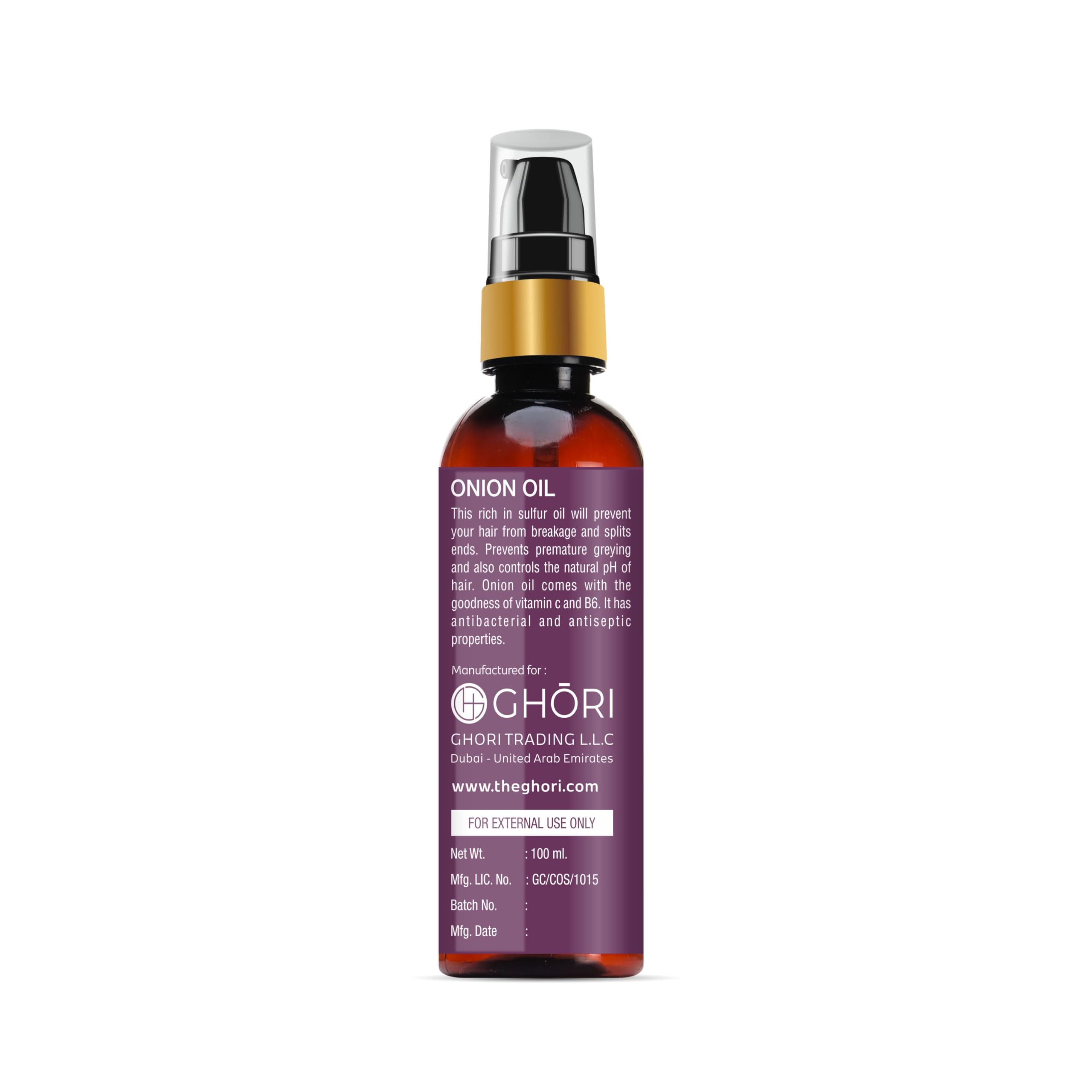 N+ Professional Onion Hair Oil with Onion Extract - Reduces Hair Loss, Controls Dandruff & Strengthens Hair | Nourishing Scalp Treatment for Thicker, Healthier Hair Growth | 100ml | Perfect for Daily Hair Care & Scalp Revitalization